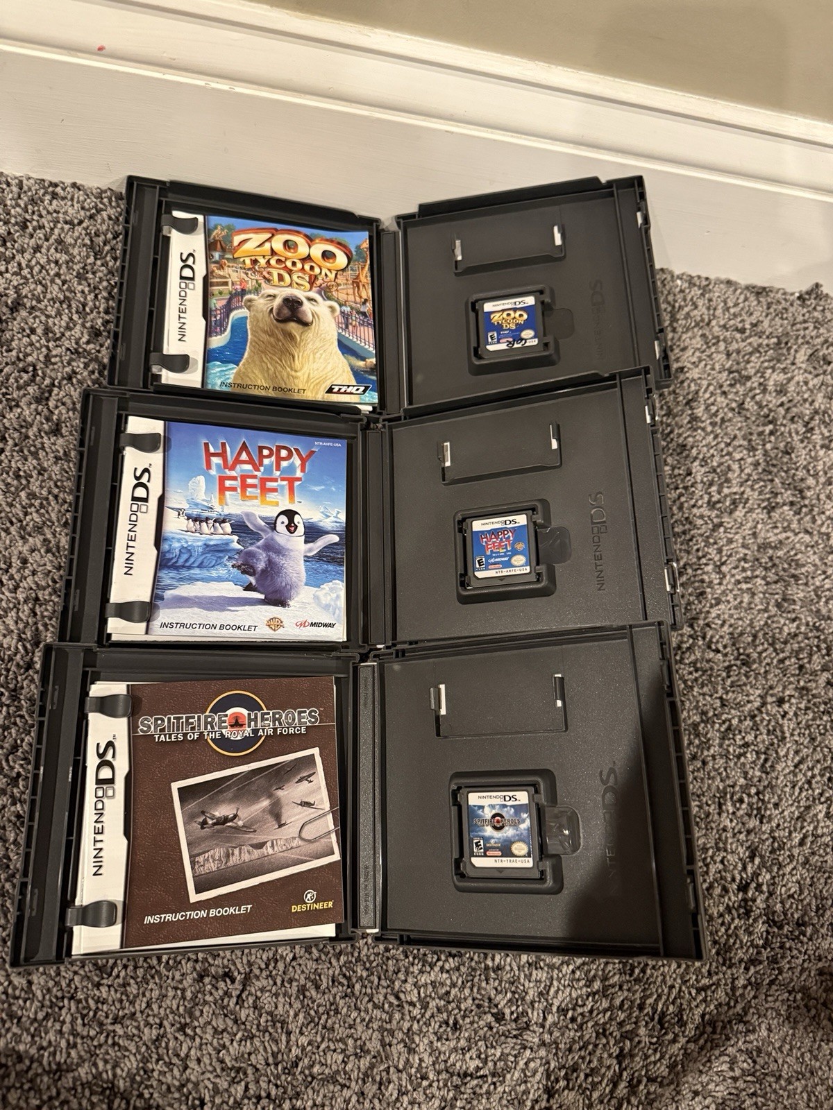 Nintendo DS 6 Game Lot Of 6 Cars Happy Feet Spitfire Zoo Tycoon Fantasy Aquarium
