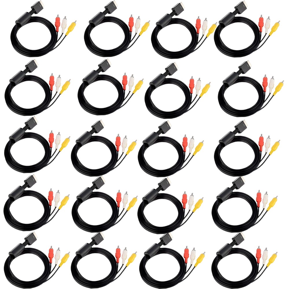 NEW AV Video RCA Composite Cable Cord Sony Playstation PS1 PS2 PS3 20Pack