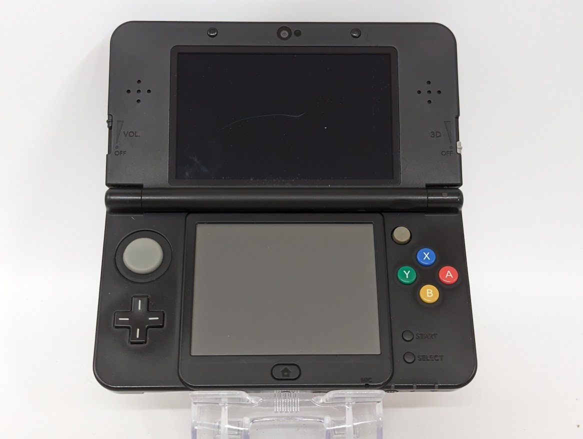 B349 Nintendo new 3DS console Black Plate No.001 Mario Japan w/pen adapter fx