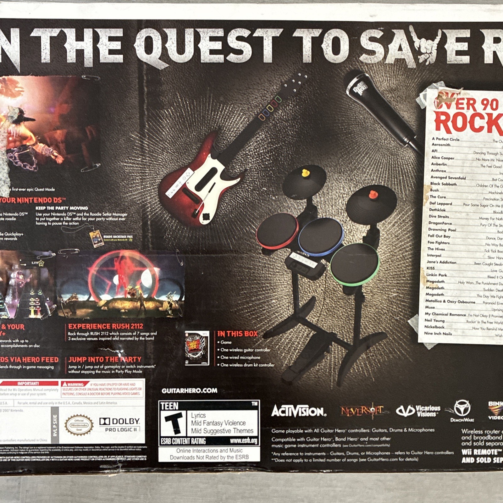 Wii Guitar Hero Warriors of Rock Band Bundle Wii Nintendo CIB (Read Desc)