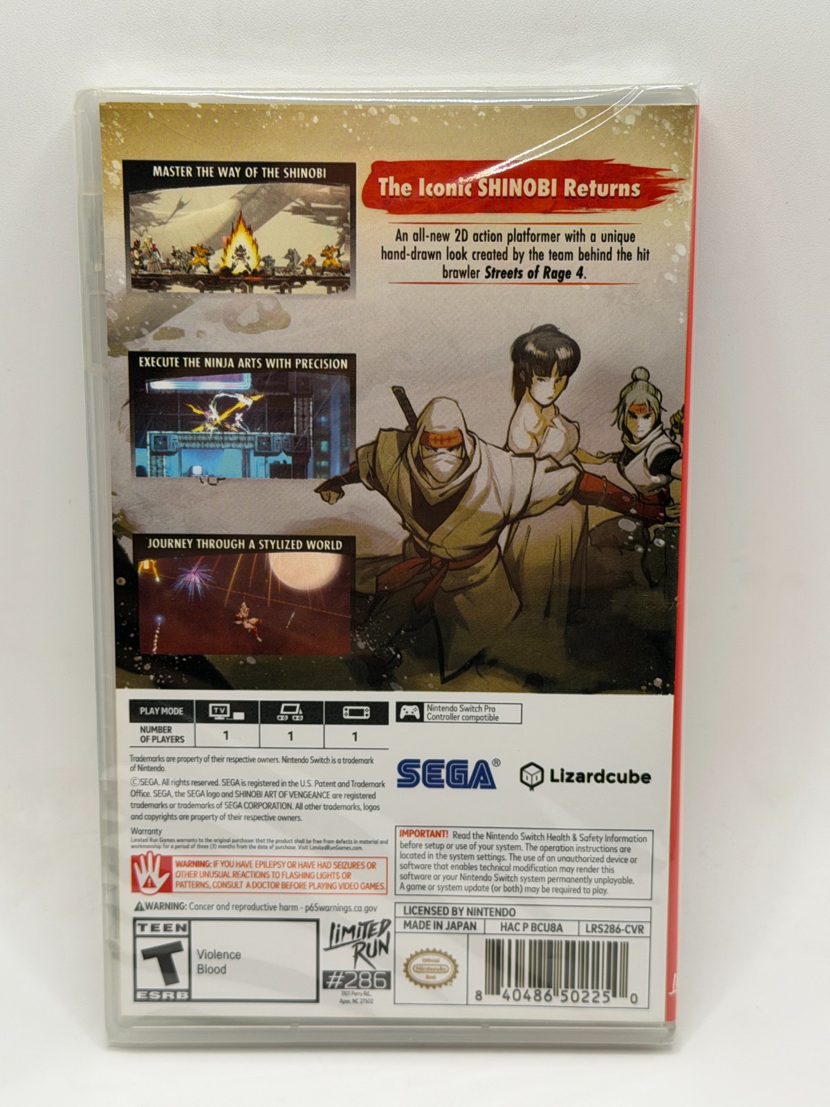 Limited Run #286 SHINOBI Art of Vengeance Standard Edition Nintendo Switch