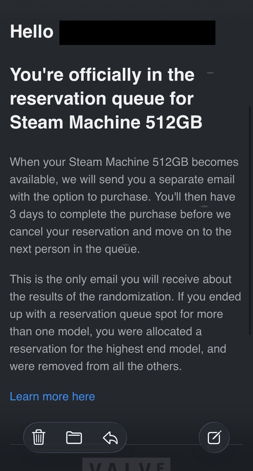 Valve Steam Machine Console 512GB Storage Capacity Black Model Steam Machine