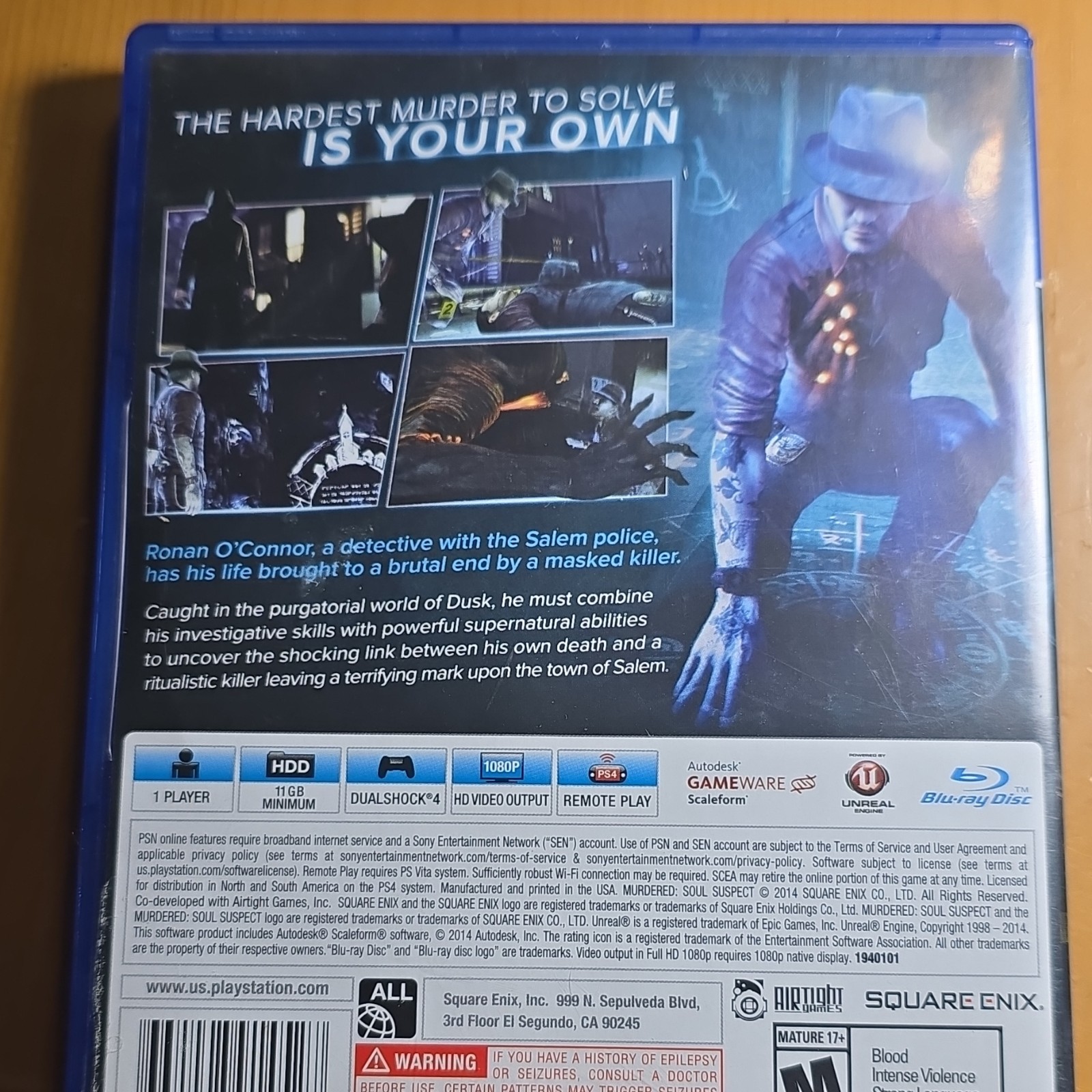 Murdered: Soul Suspect PS4 M Mature 2014 Remote Play Square Enix