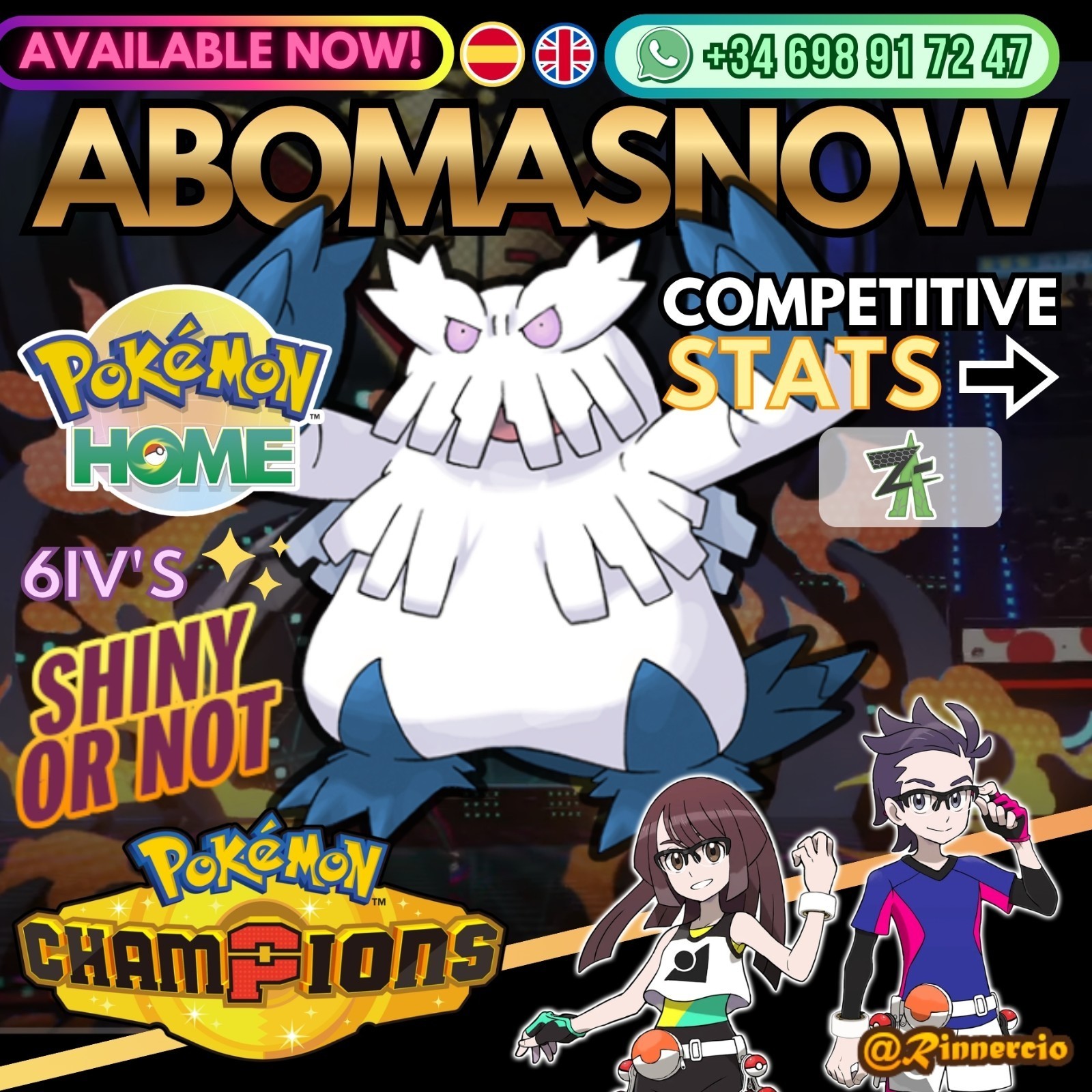 Abomasnow 6IVs Shiny Competitive VGC for Pokemon Champions and Home