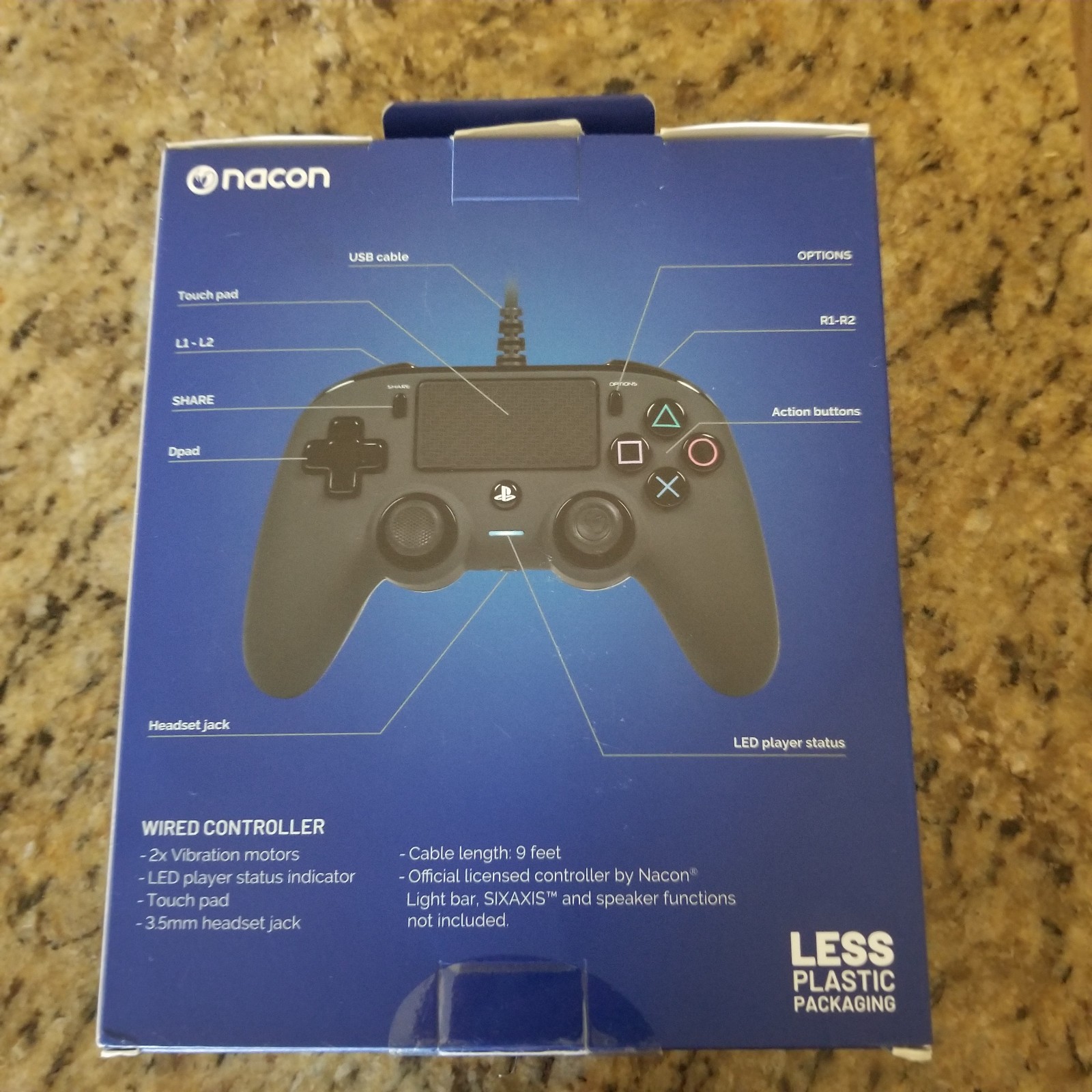 Nacon PS4 Controller Compact Wired Black Official Licensed Gamepad USB