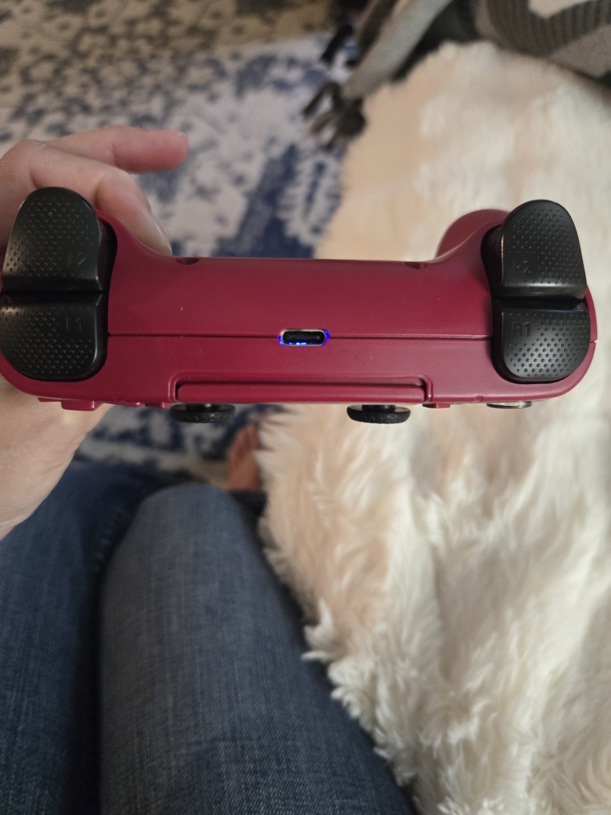 PS5 Controllers, new set, love the led colors! One pink and one black!