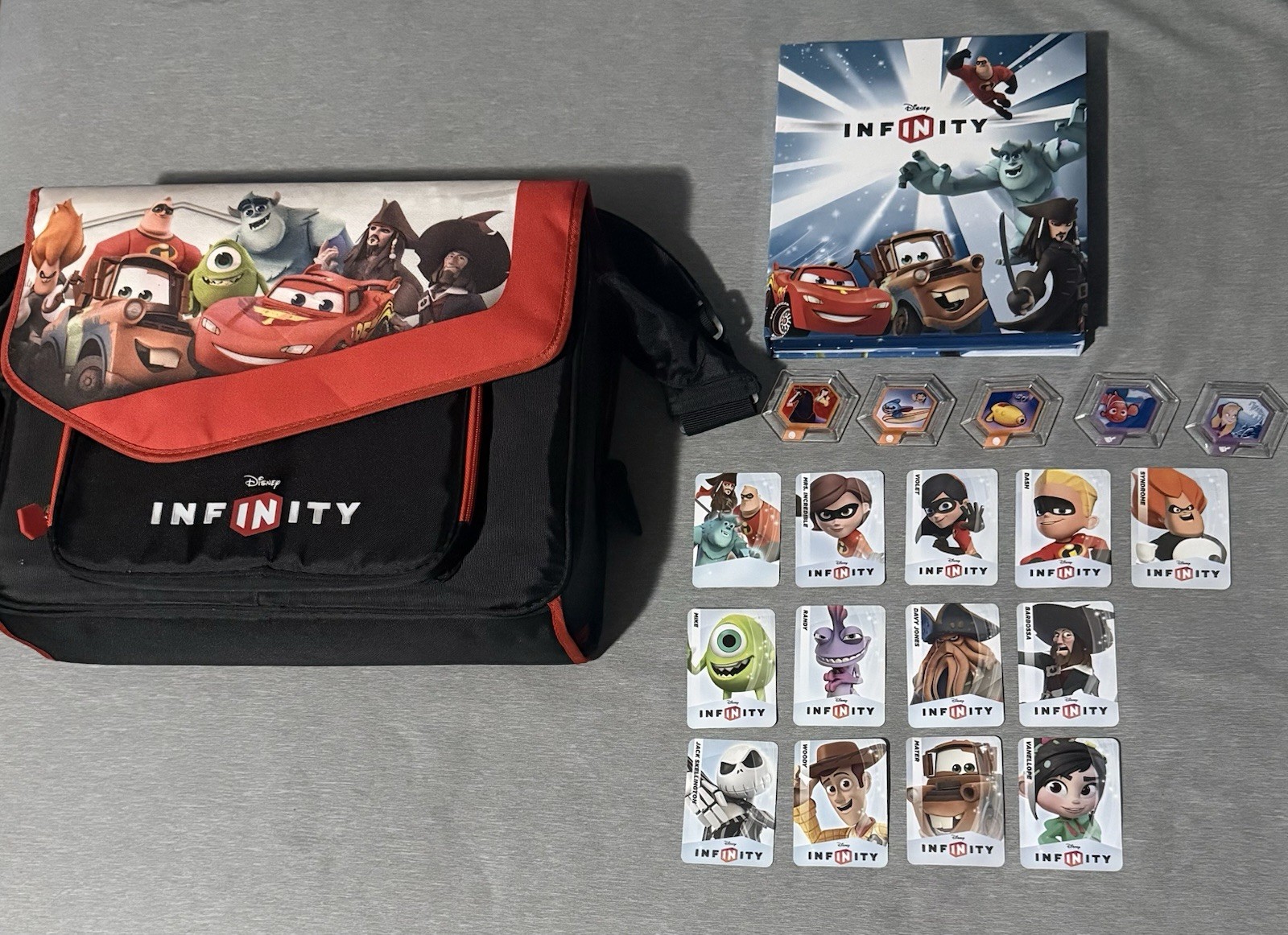 Disney Infinity Messenger Bag w/ Power Disc Book, Power Discs & Character Cards