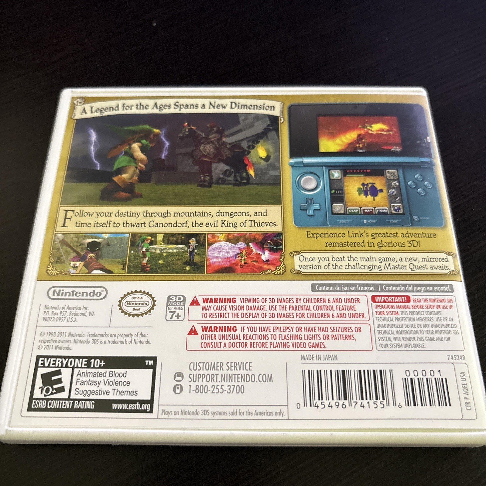 The Legend of Zelda: Ocarina of Time 3D Nintendo 3DS with Case and Manual Tested