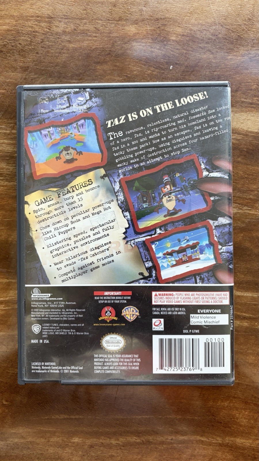 Taz: Wanted (GameCube) Disc Case Manual Included NTSC-U/C