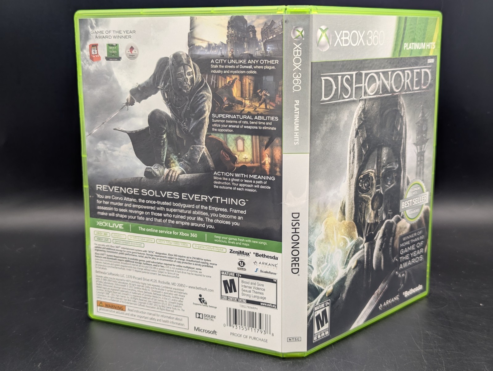 Dishonored (Microsoft Xbox 360 ) CIB – Mint Disc – Pristine – Tested