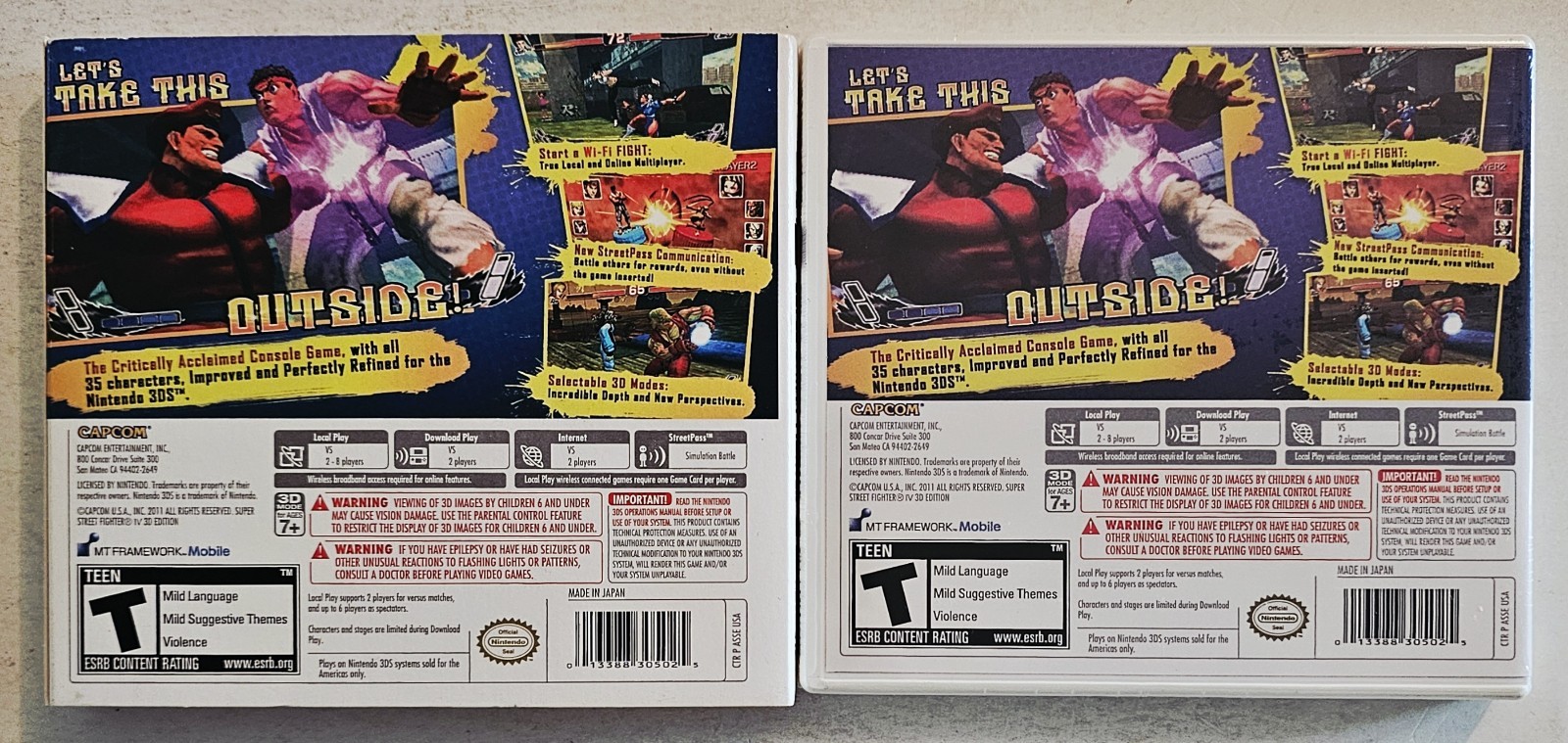 SUPER STREET FIGHTER IV 3D EDITION NINTENDO 3DS with LENTICULAR SLIP COVER