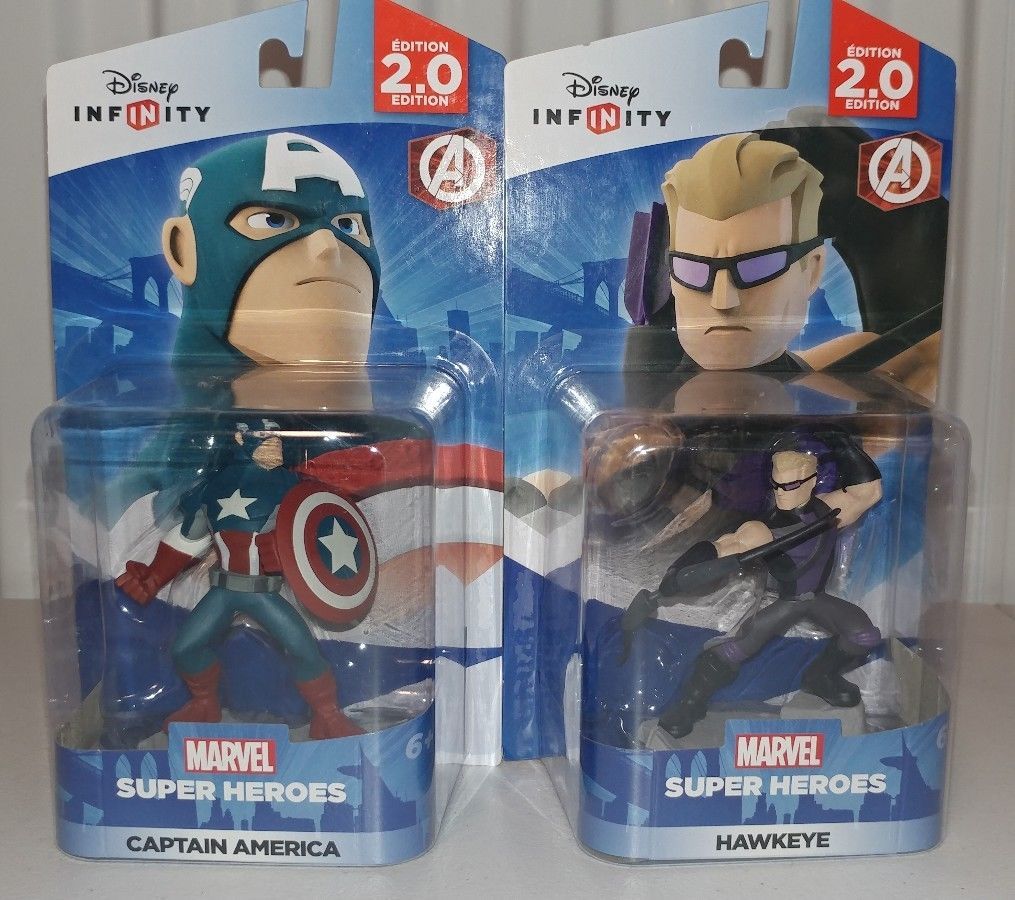 New Disney Infinity 2.0 & 3.0 Captain America & Hawkeye Marvel Avengers Figures