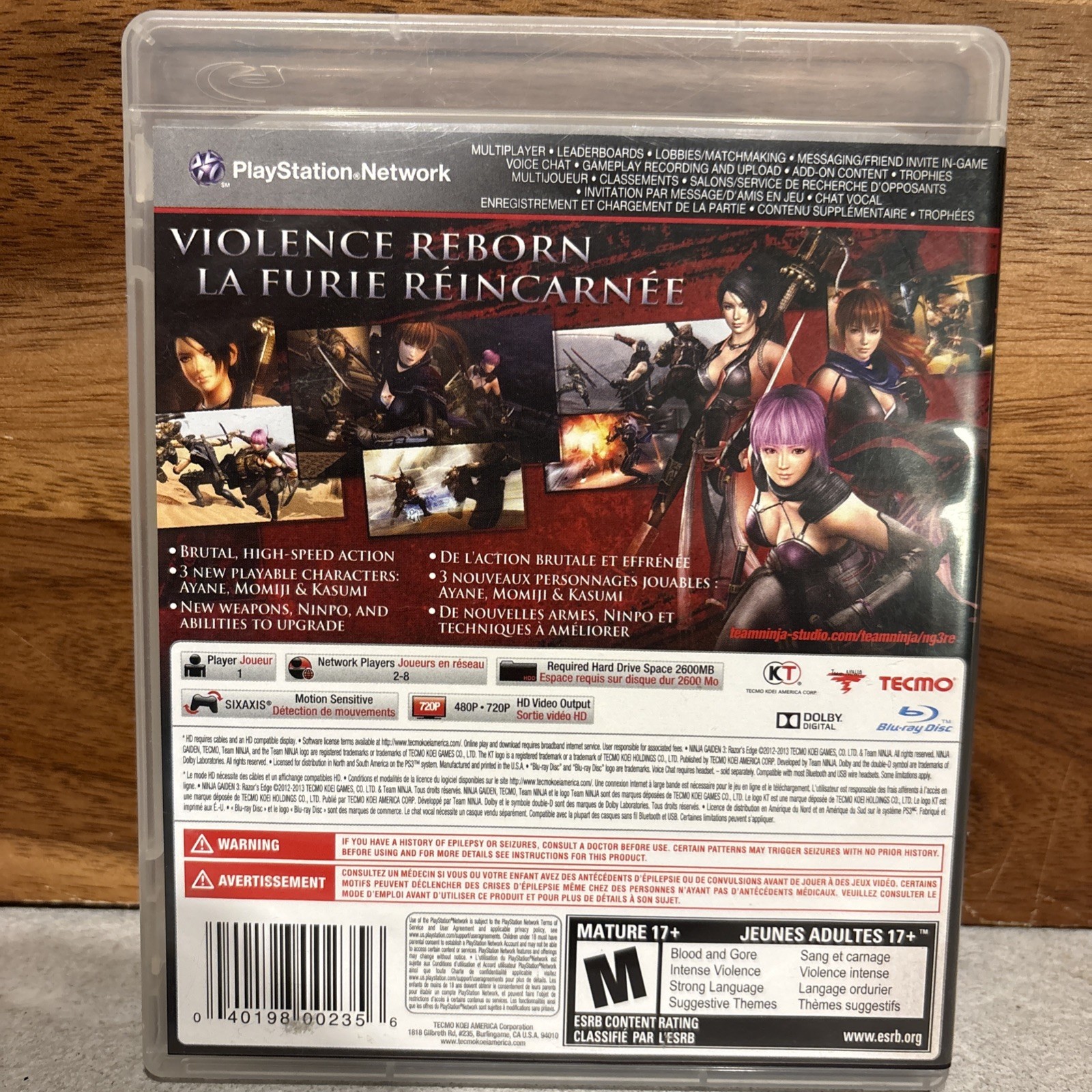 Ninja Gaiden 3: Razor’s Edge (Sony PlayStation 3) CIB – Tested – Free Shipping