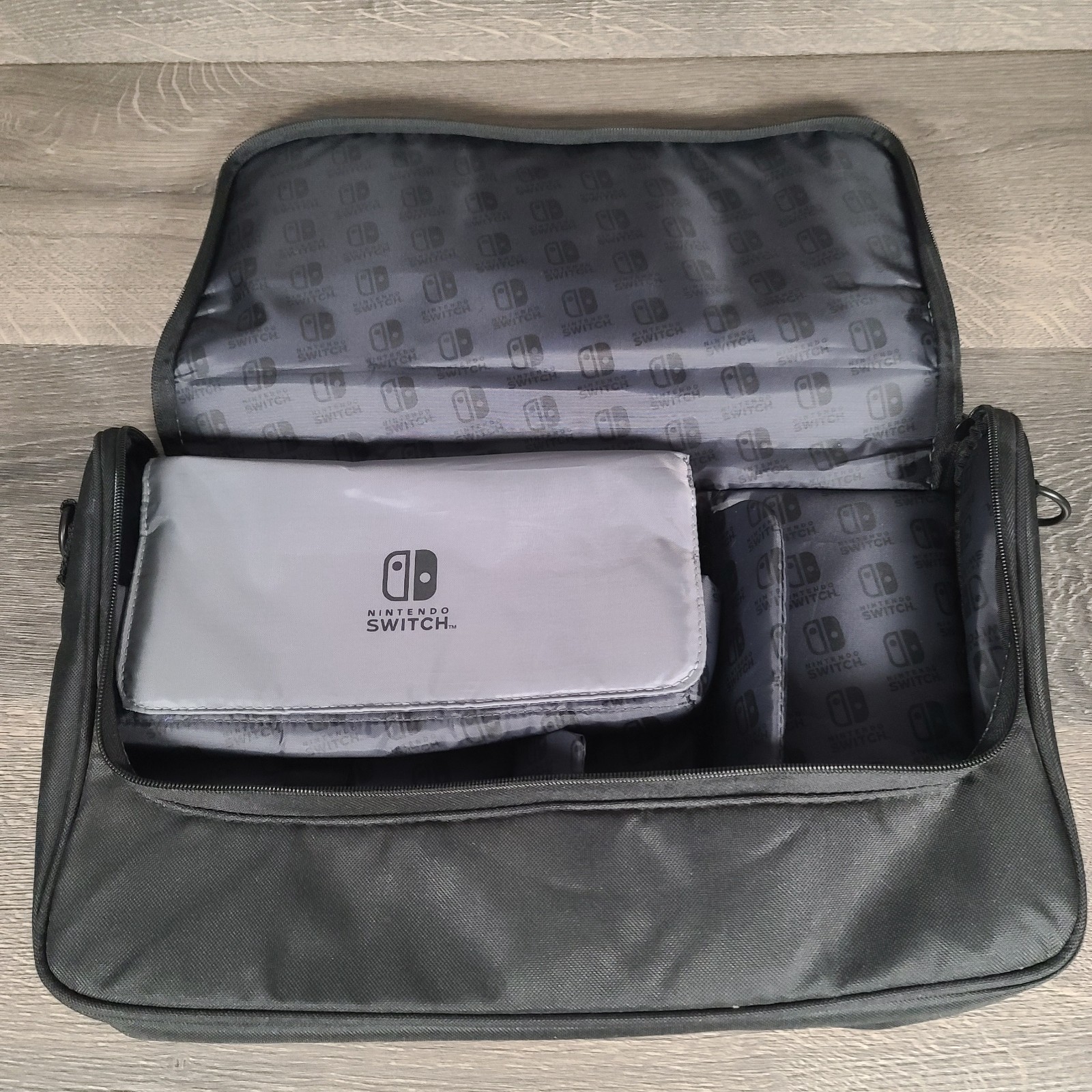 Nintendo Switch PowerA Everywhere Messenger Bag Black and Gray Missing Strap