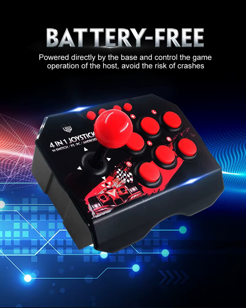 4 in 1 Retro Arcade Game Joystick Controller USB Wired for PS3/Switch/PC/Android