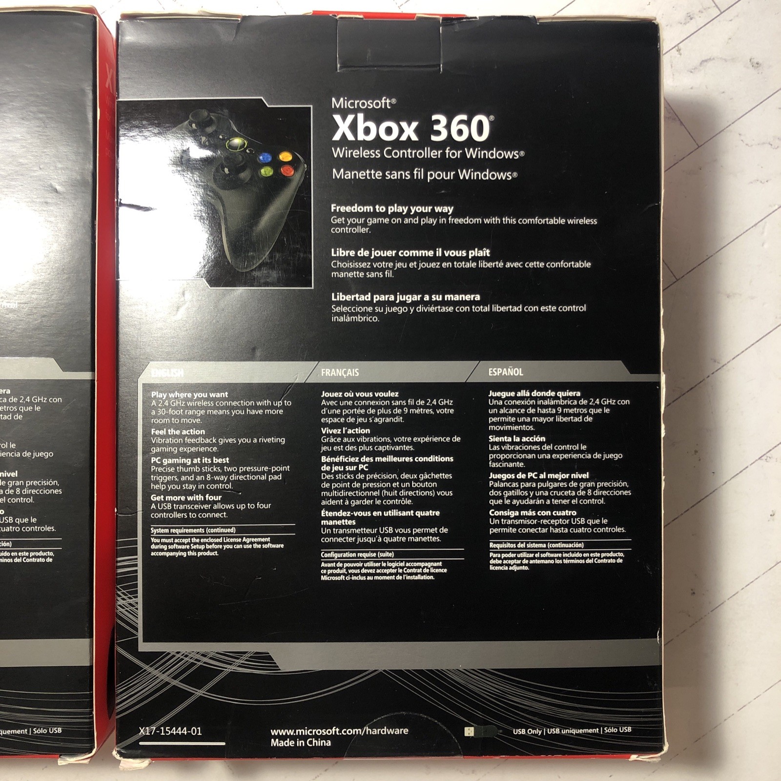 2x Xbox 360 Microsoft ‎Wireless Controllers for Windows Black Genuine OEM SEALED