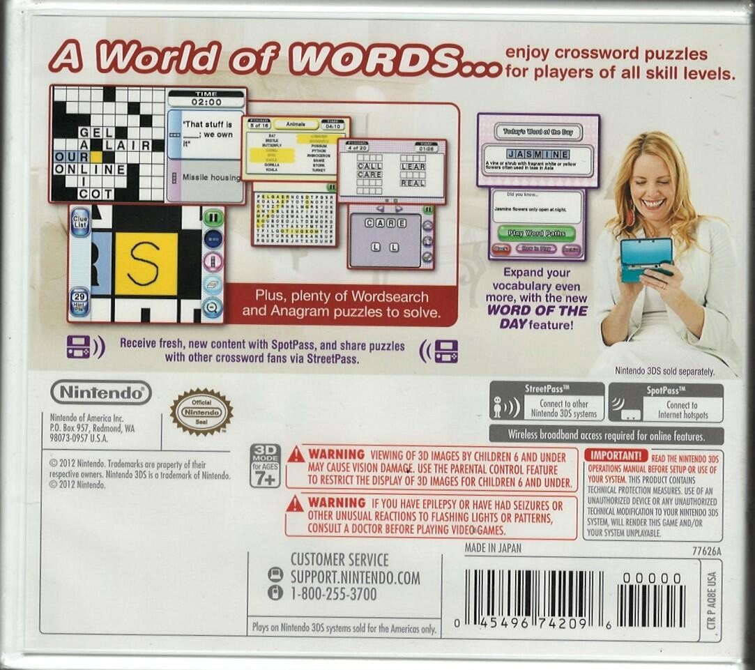 Crosswords PLUS 3DS (Brand New Factory Sealed US Version) Nintendo 3DS, nintendo