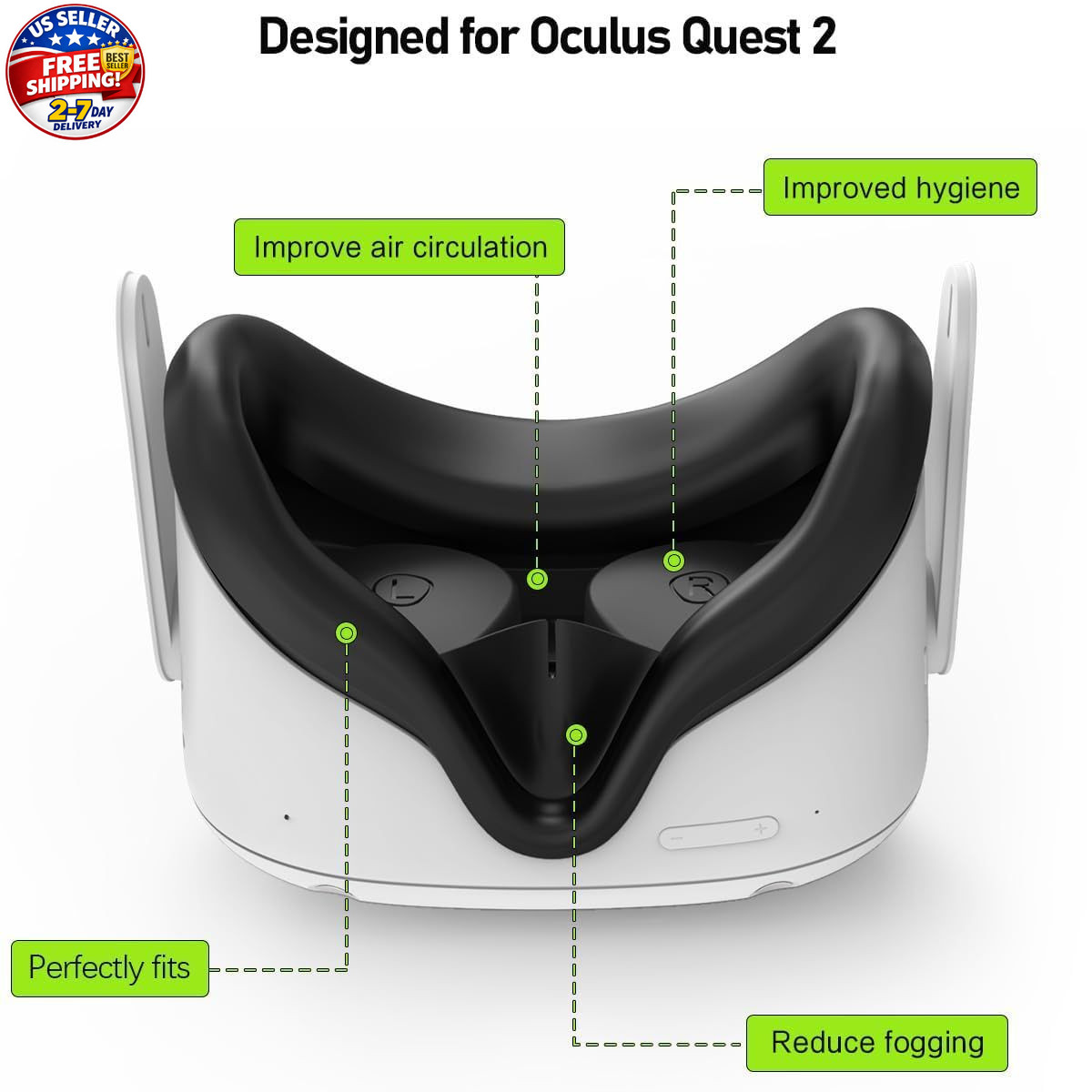 Silicone Face Pad for Meta Quest 2, Washable VR Cover with Lens Protector – Ocul