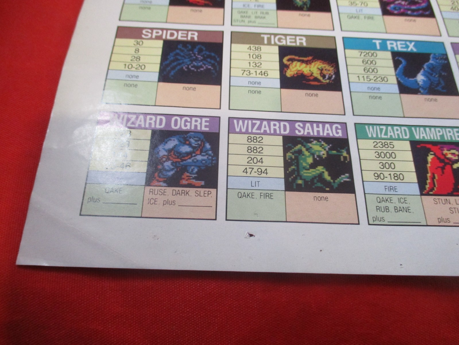 Final Fantasy I Nintendo NES Foldable World Map Poster Insert ONLY #E