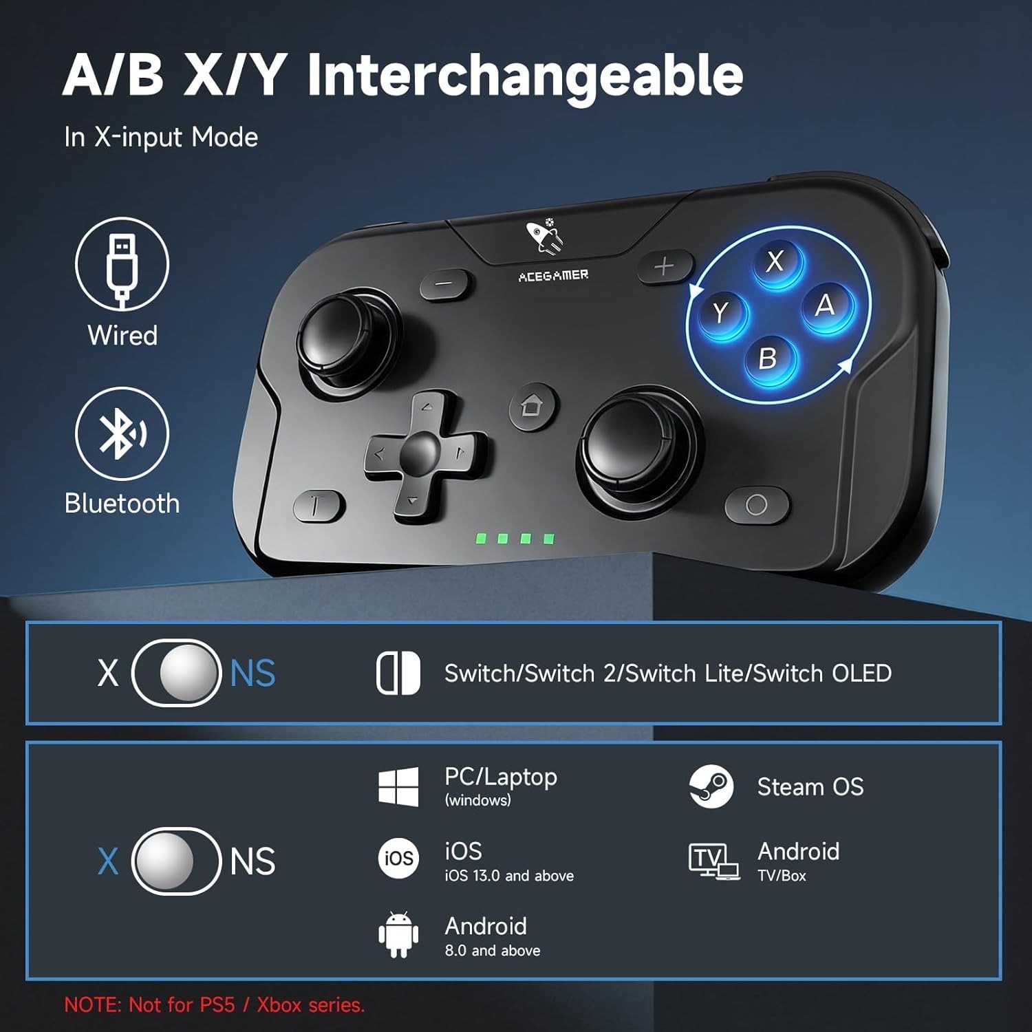Wireless Pocket Controller for Nintendo Switch/Switch 2/Android/iOS/PC