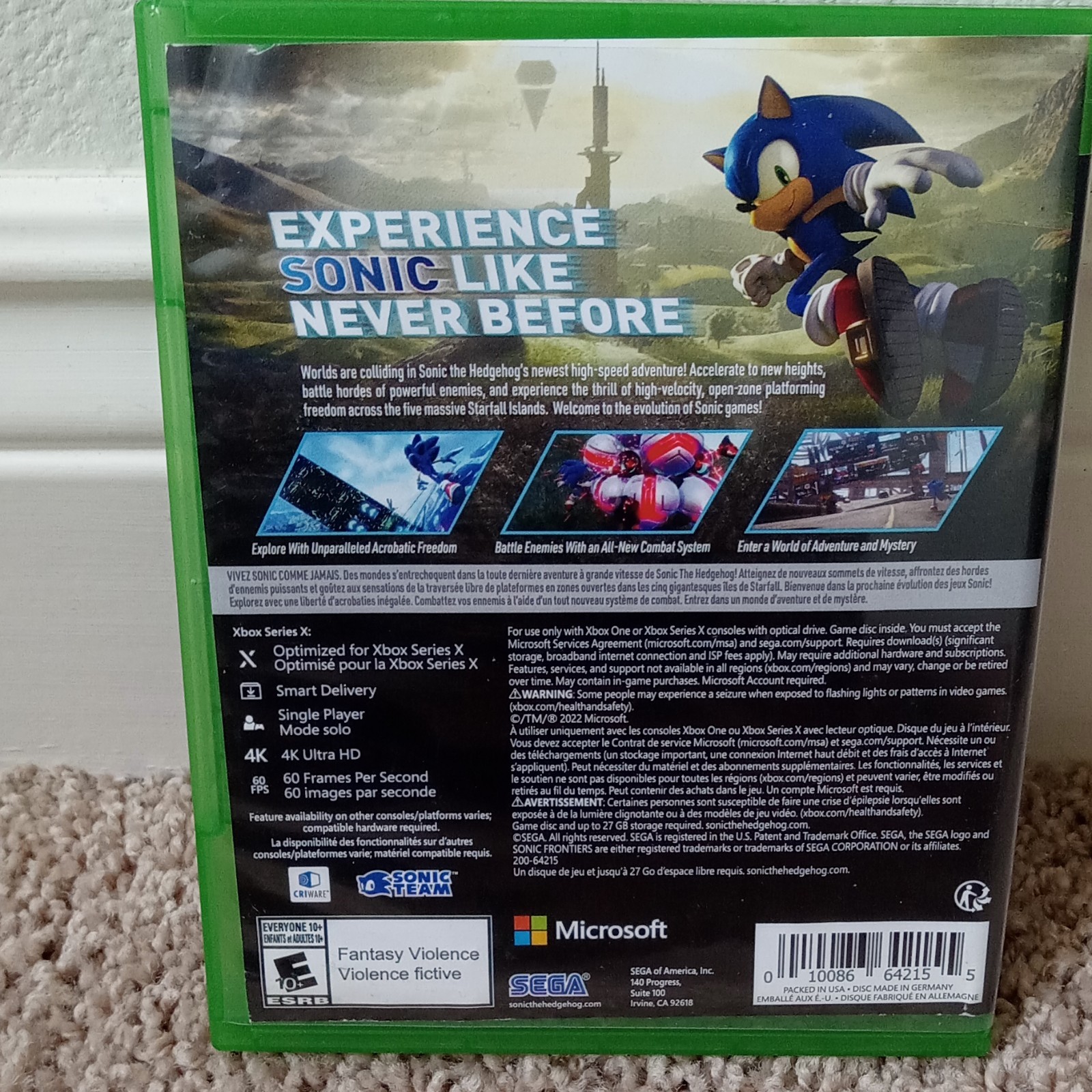 SEGA Sonic Frontiers Smart Delivery 4K Xbox Series X|S Xbox One E10+ 2022