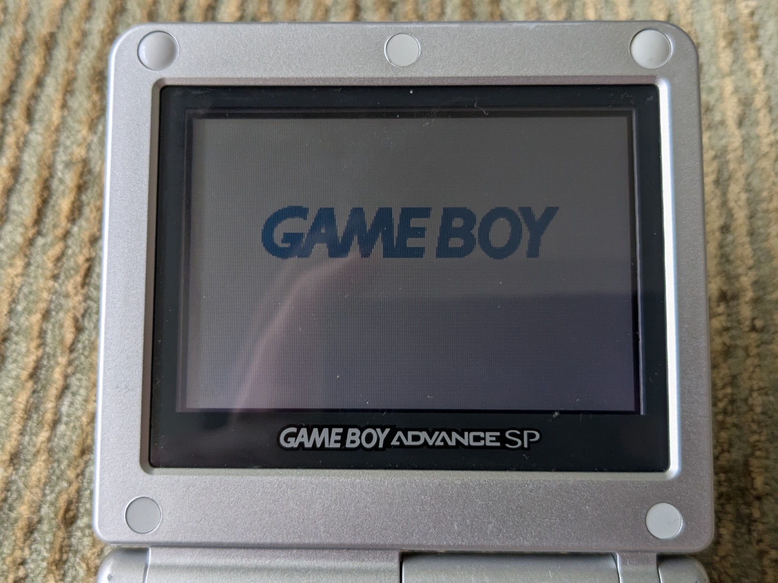Nintendo Game Boy Advance SP AGS-001 Silver W/ Charger and Game