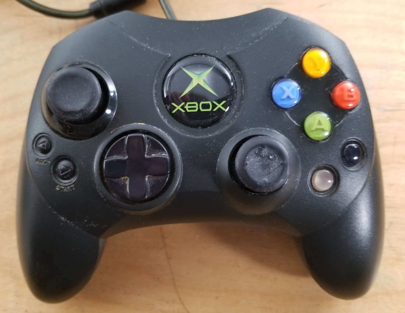 Original Xbox OEM Controller S Type Black X08-69873 w/ Breakaway Cable WORKS