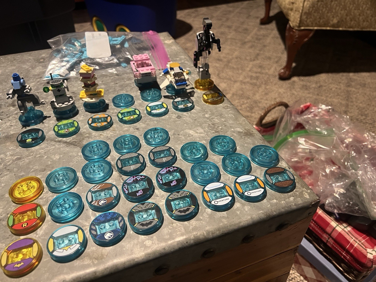 LEGO Dimensions lot Joker, Stay Puft, Chell minifigures, vehicles, game discs