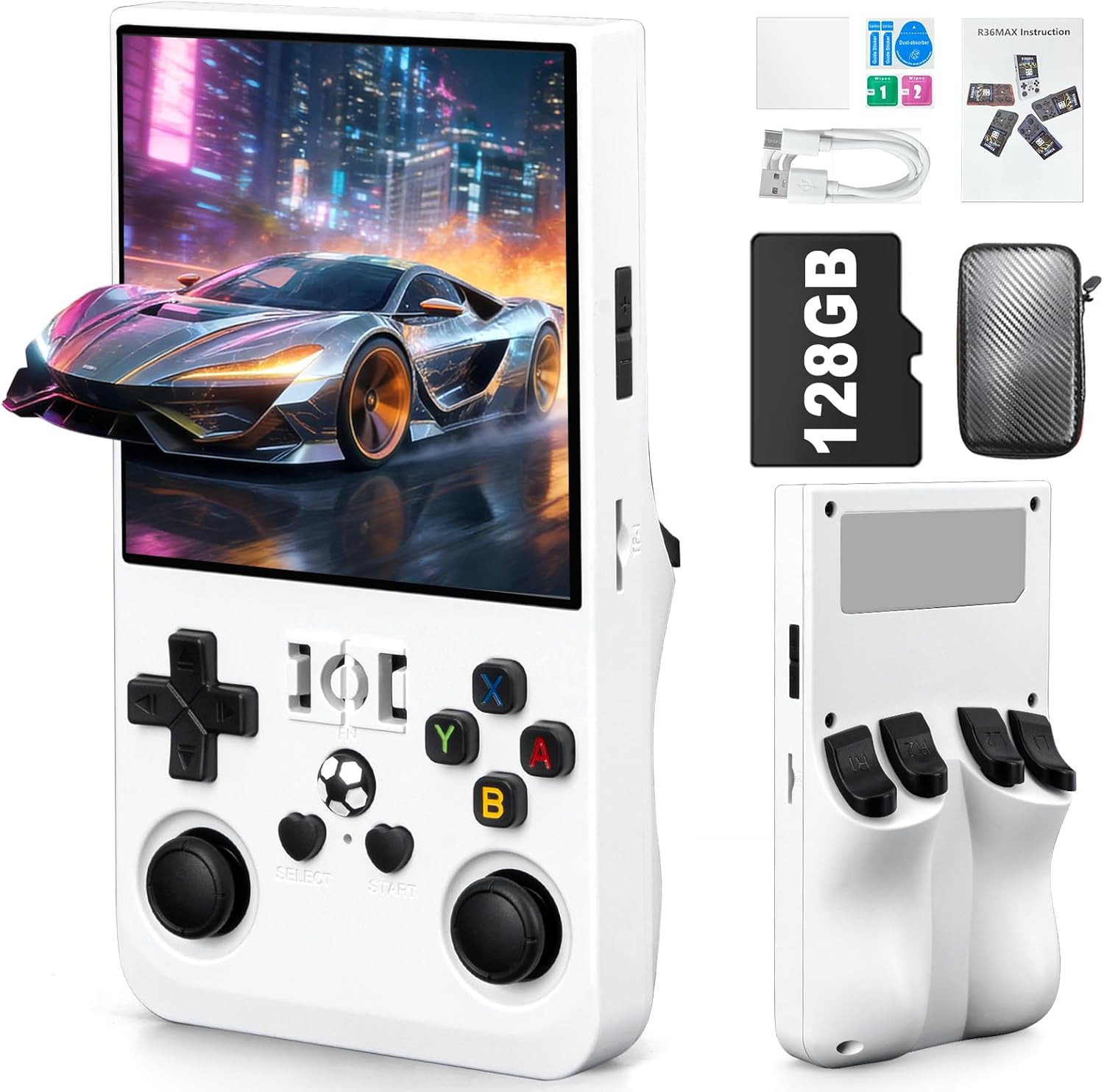 R36MAX Handheld Game Console – 4.0-Inch Screen, Support 22000+Classic Games,128G