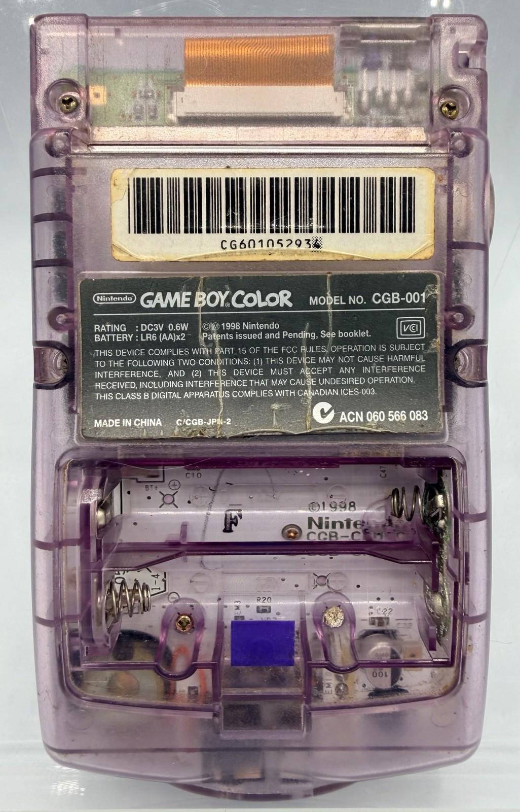 Nintendo 1998 Game Boy Color CGB-001 Atomic Translucent Purple – FOR PARTS