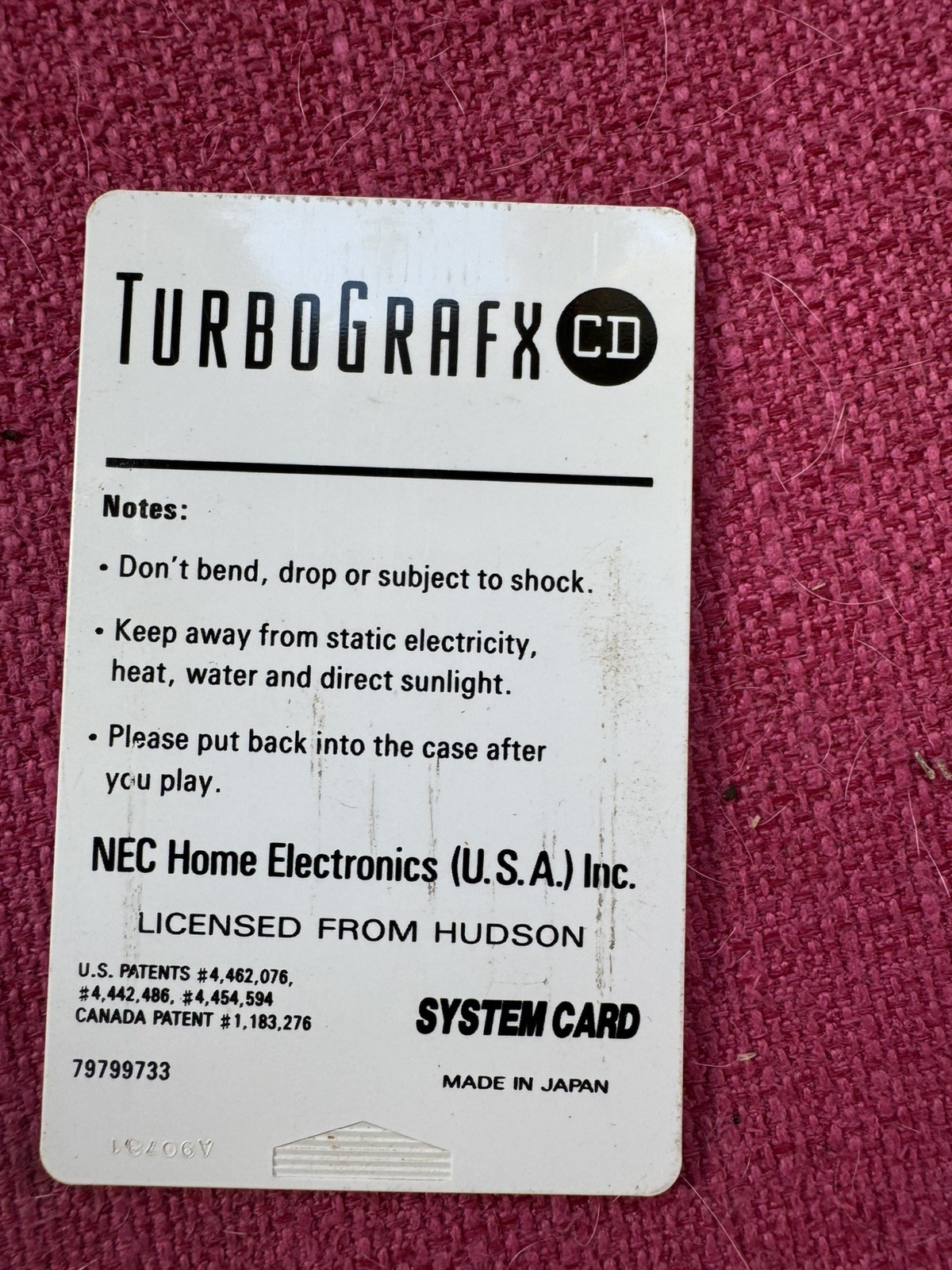 NEC Home Electronics Turbo Grafx – TurboGrafx CD System Card – US Version