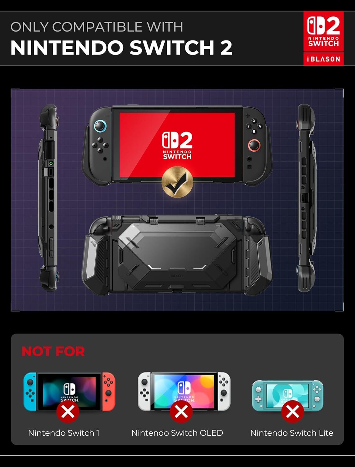 i-Blason for Nintendo Switch 2 Case, with Stand Dockable Foldable JoyCon Holder