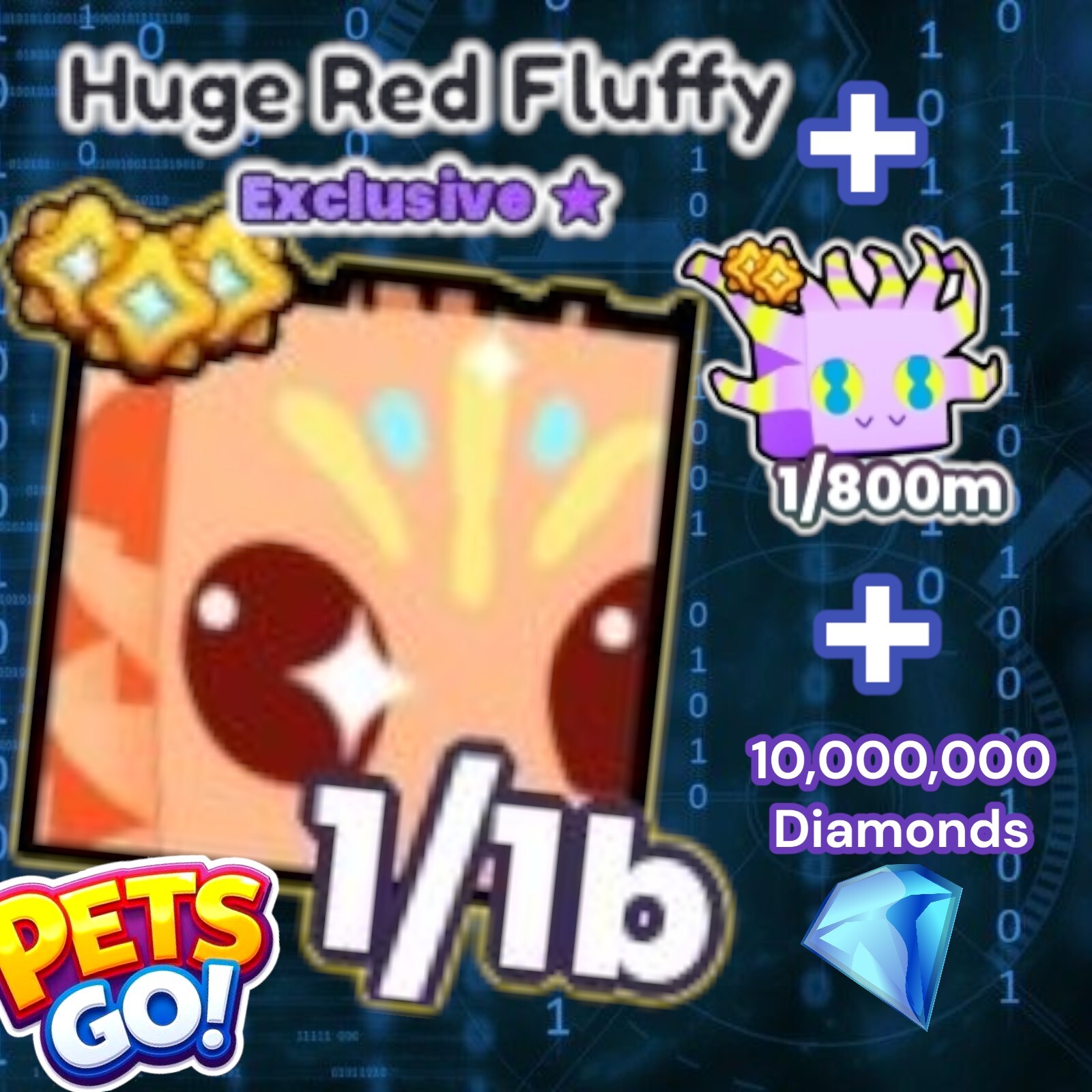 Pets GO. HUGE Red Fluffy + Jelly Alien + 10 Million Diamonds