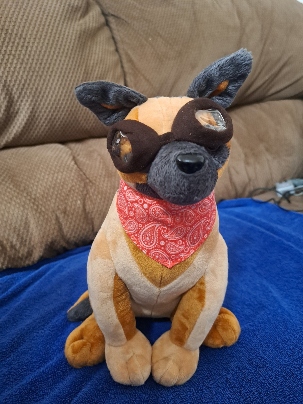 Fallout 4 Dogmeat Bethesda Plush Stuffed Animal Dog Bandana + Goggles
