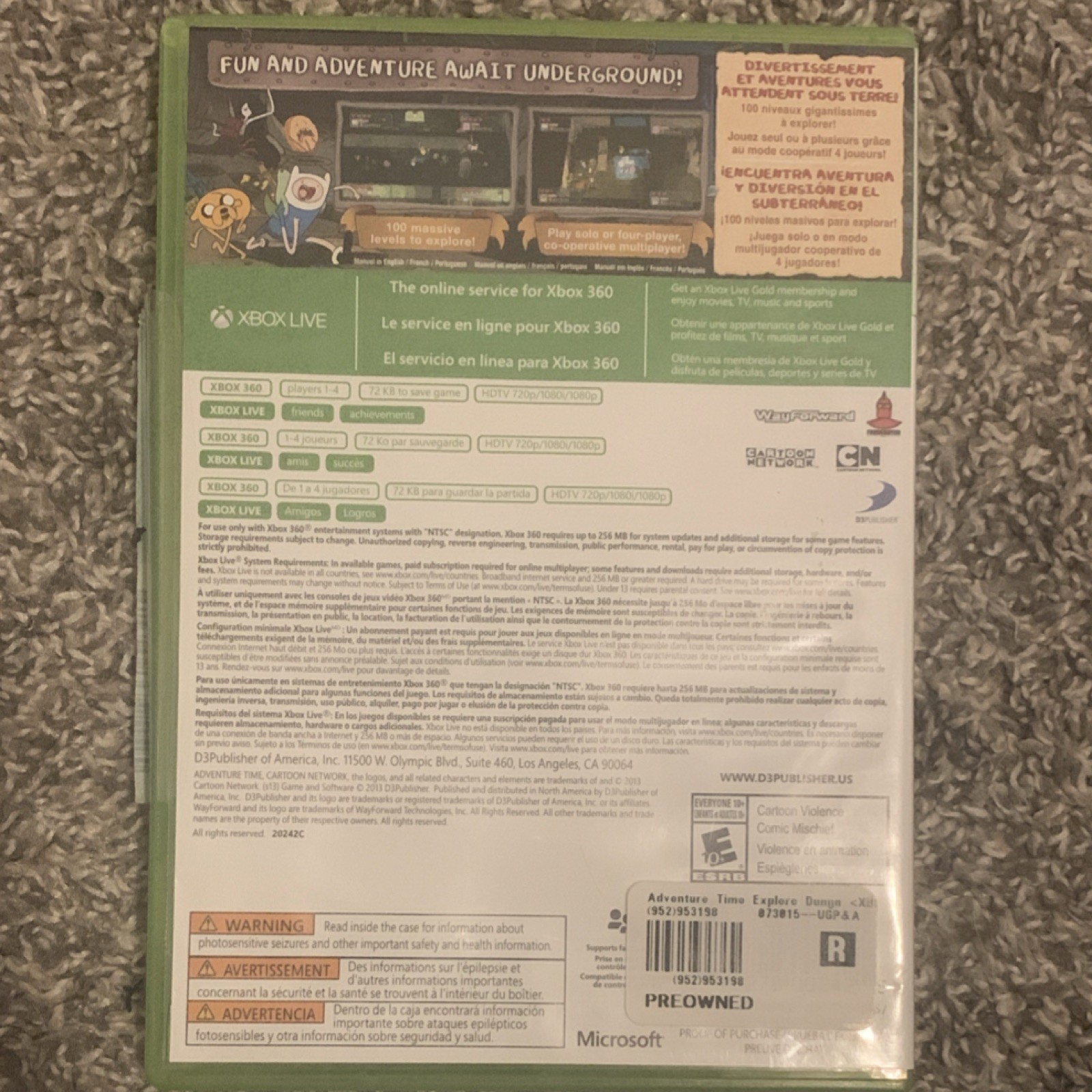 D3Publisher Adventure Time Explore the Dungeon Xbox 360 Multiplayer Action E10+