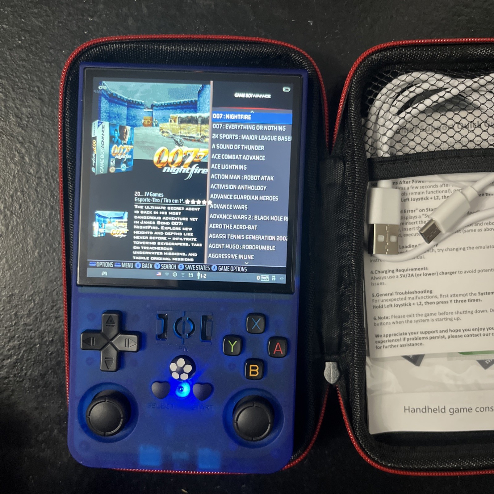 R36 Max Retro Handheld Game Console 64GB – Translucent Blue