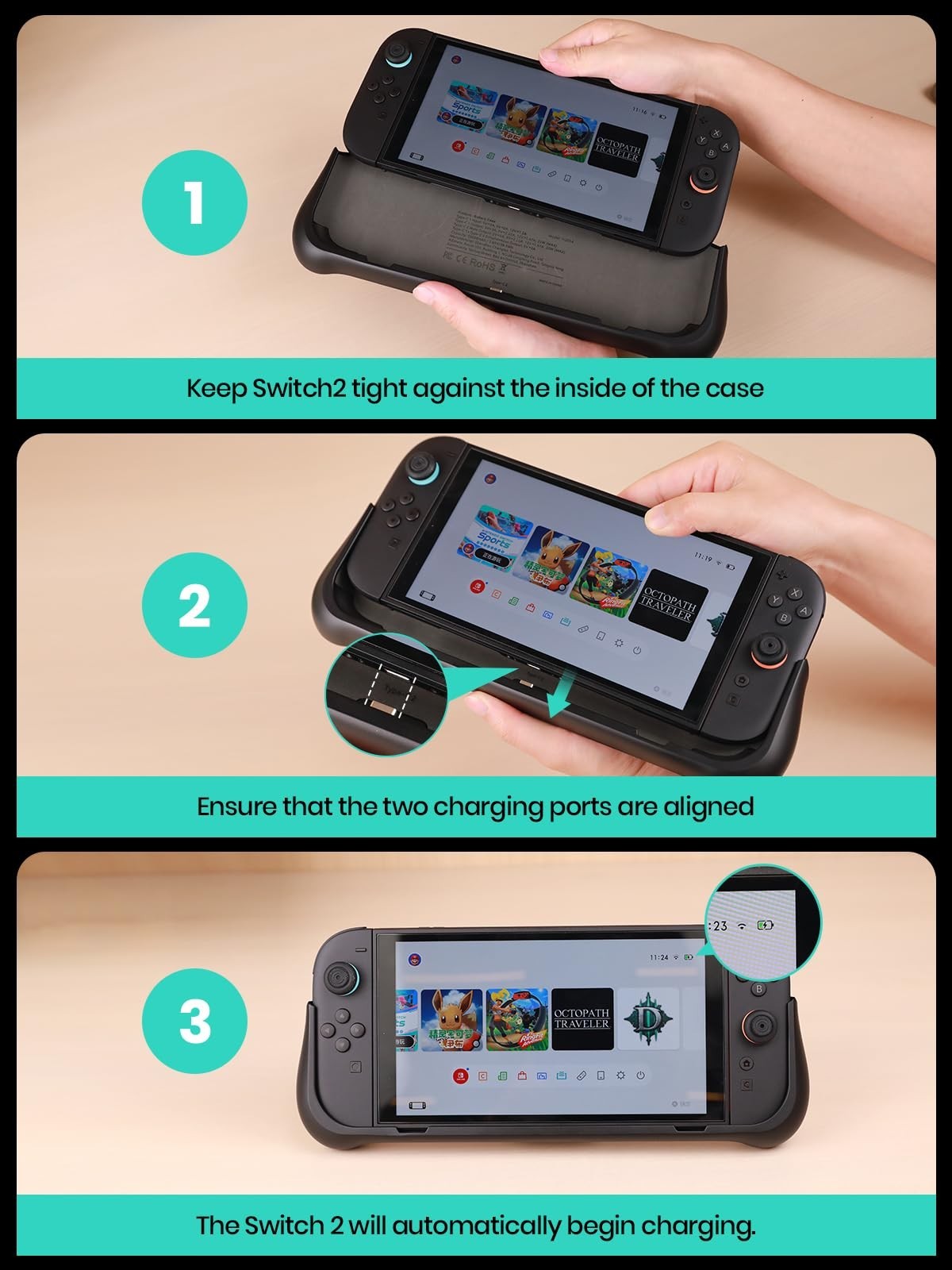 Battery Pack for Nintendo Switch 2 External Battery Station Portable Charger Cas