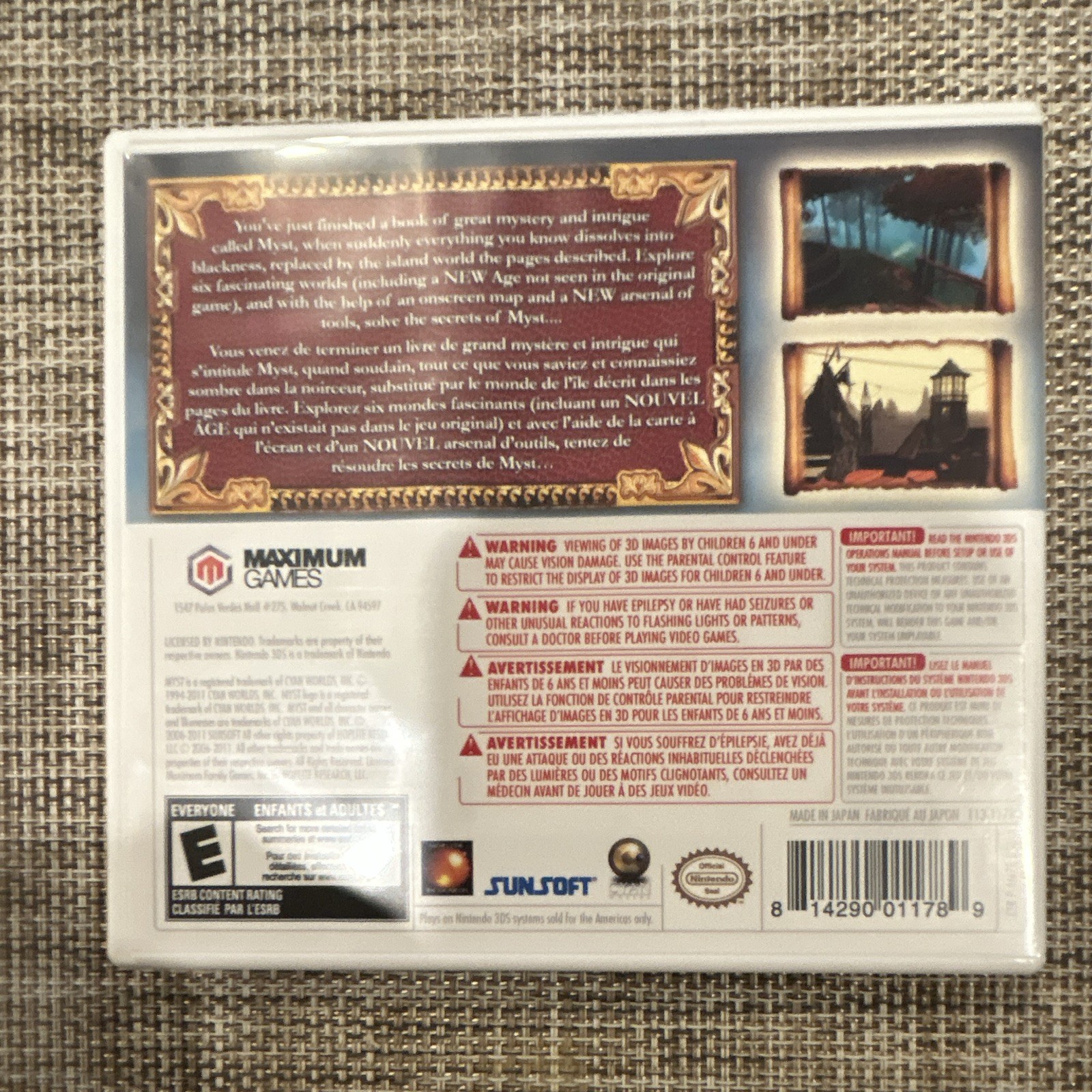 Maximum Games Myst (Nintendo 3DS) NTSC-U/C E-Everyone Myst Series w/ Manual