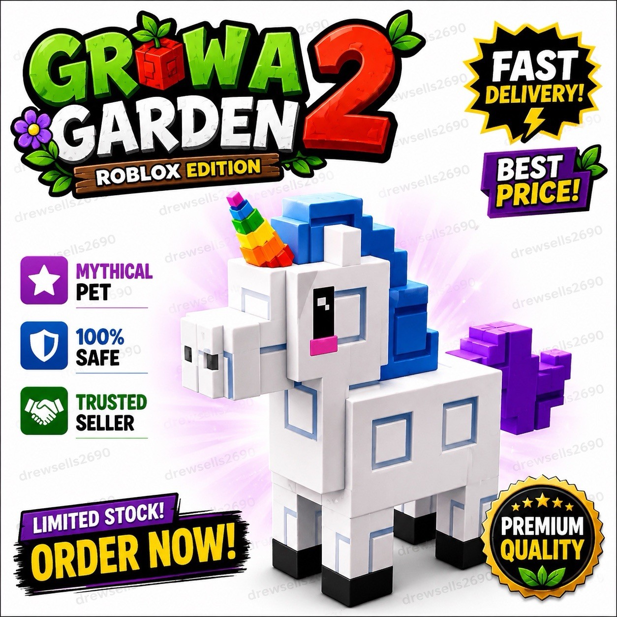 🌈 UNICORN PET 🌈- Grow a Garden 2 | 100% LEGIT | Super Fast Shipping 💨