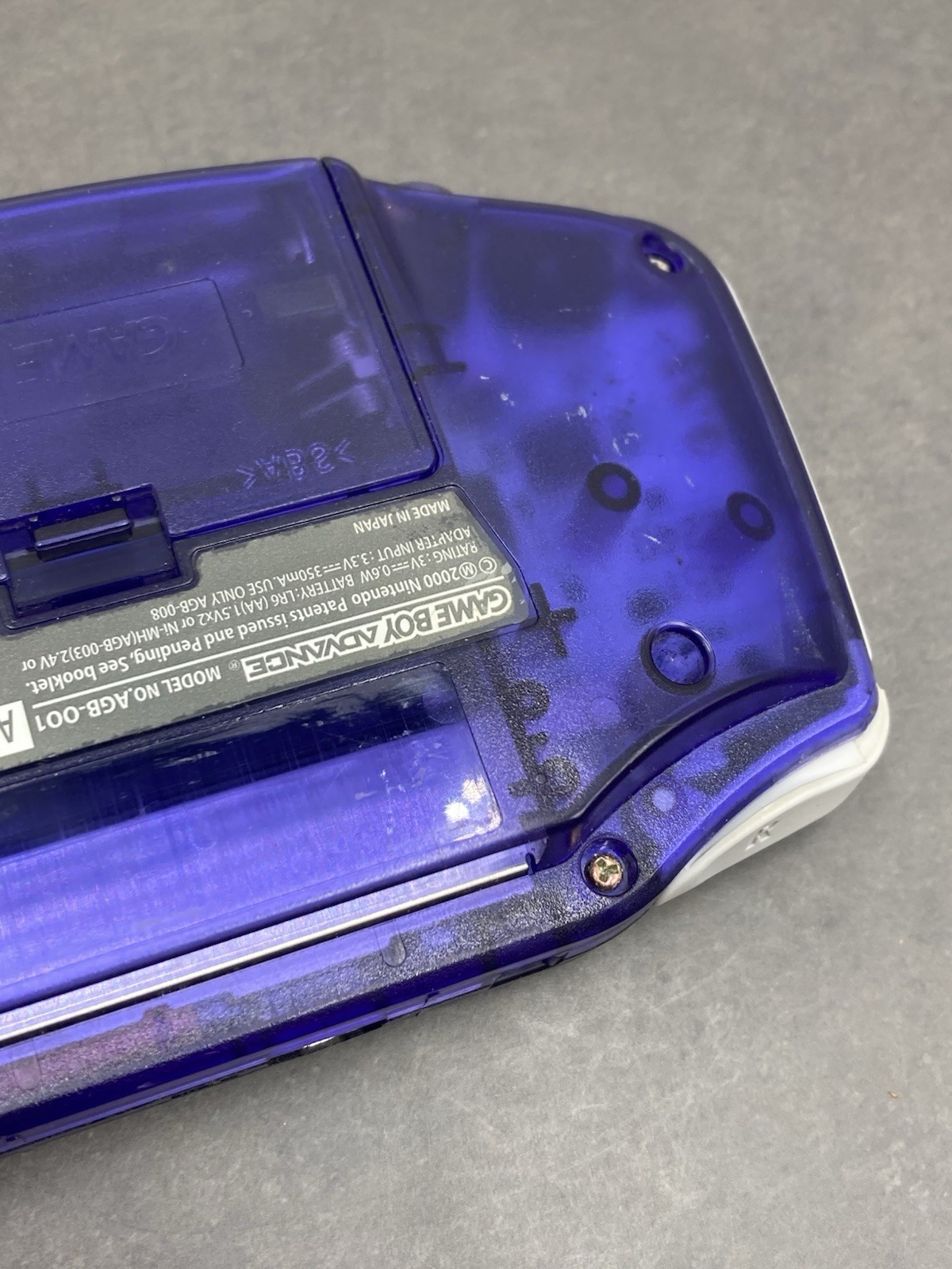 Nintendo Game Boy Advance AGB-001 Console Clear purple tested 0707-401