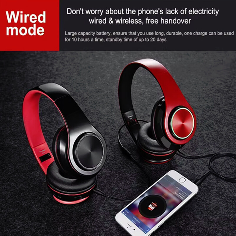 Foldable BT Wireless Headset LED Noise Cancellation for Samsung Galaxy / iPhone