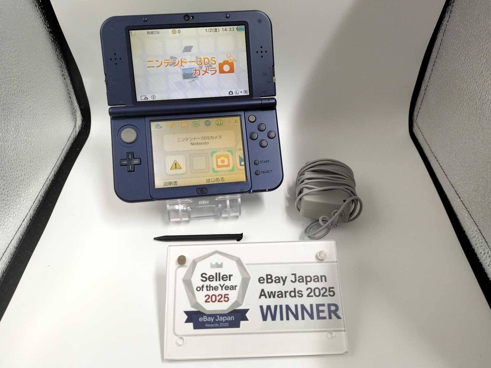 B498 Nintendo new 3DS LL XL console Metallic Blue w/adapter fx
