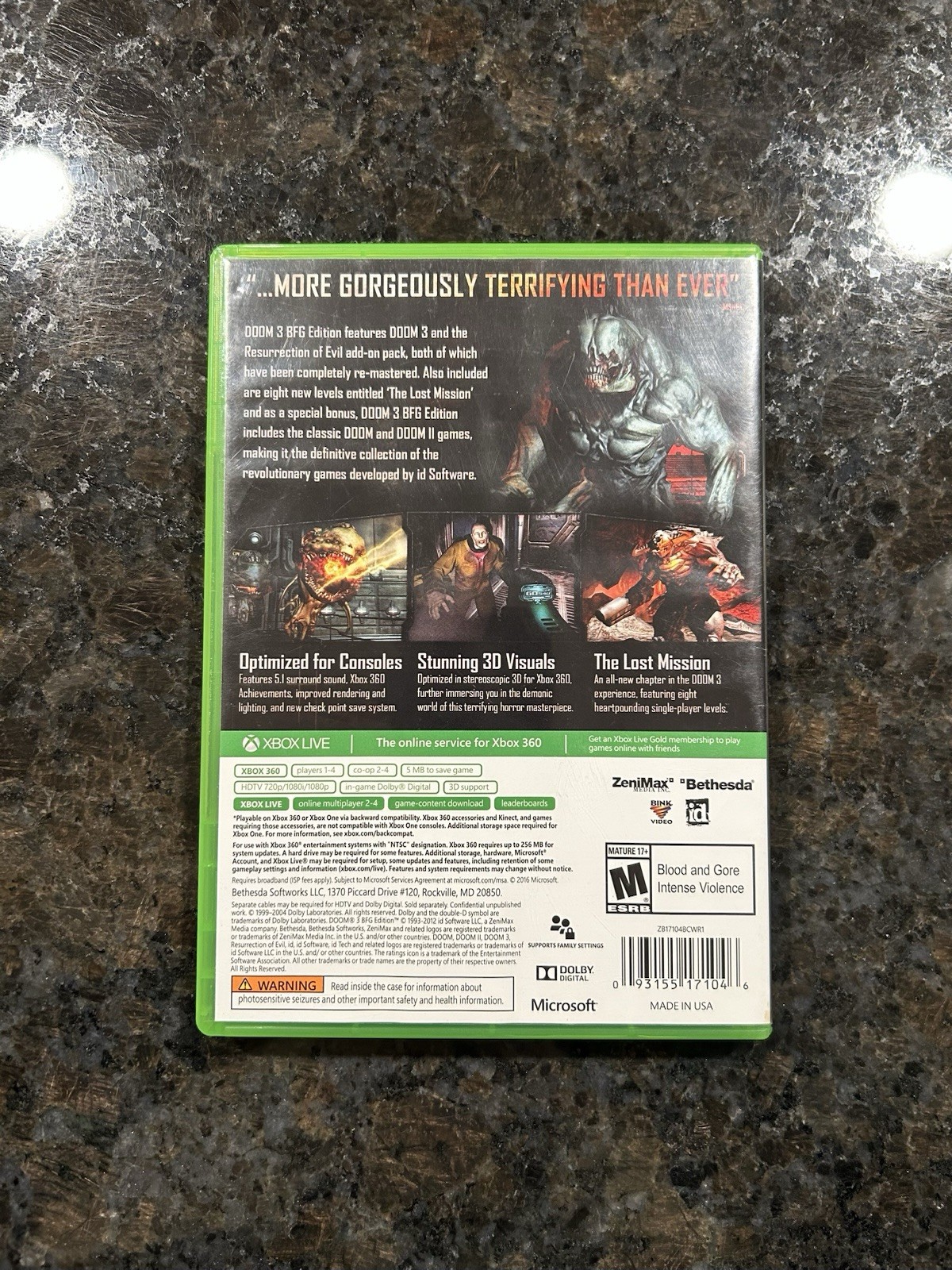 DOOM 3 – BFG Edition (Microsoft Xbox One & Xbox 360) – NO MANUAL & POSTER