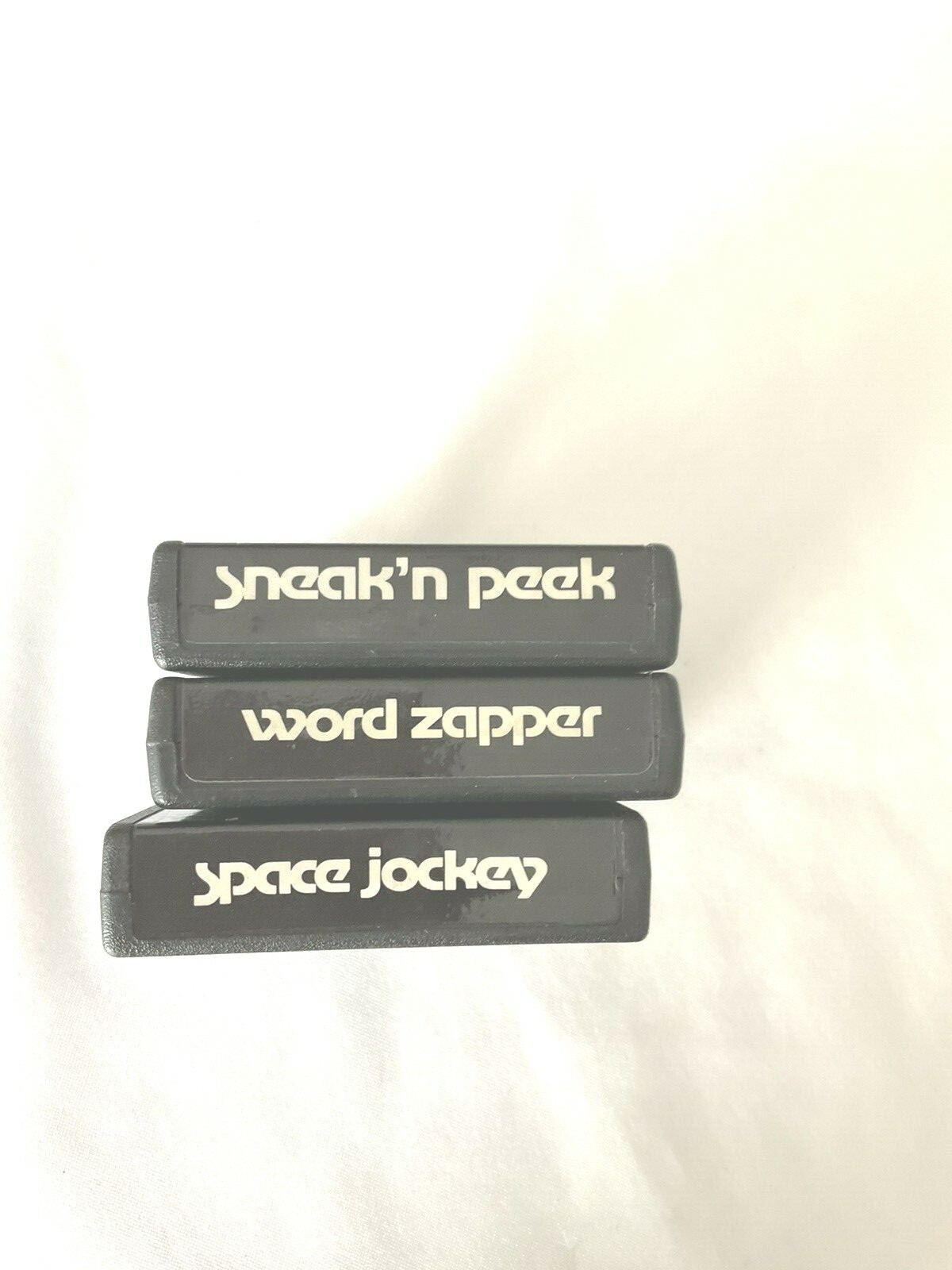 Vidtec Video Games Lot 3 Word Zapper Space Jockey Sneak’ n Peak For Atari Used