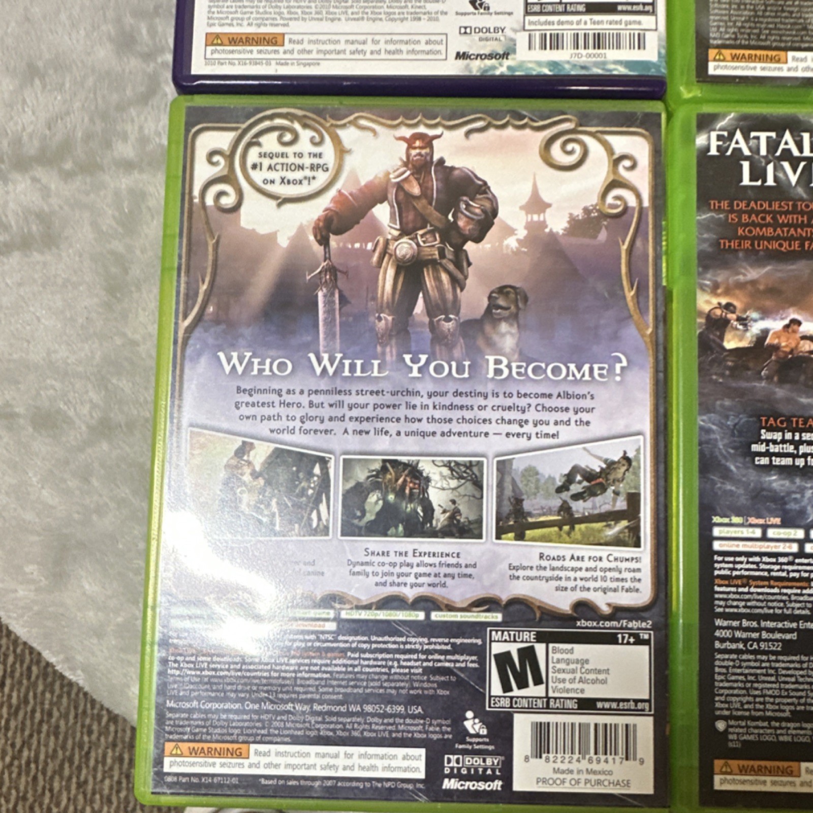 Xbox 360 5 lot Kinect adventures LEGO Dimensions BioShock Fable 2 mortal kombat
