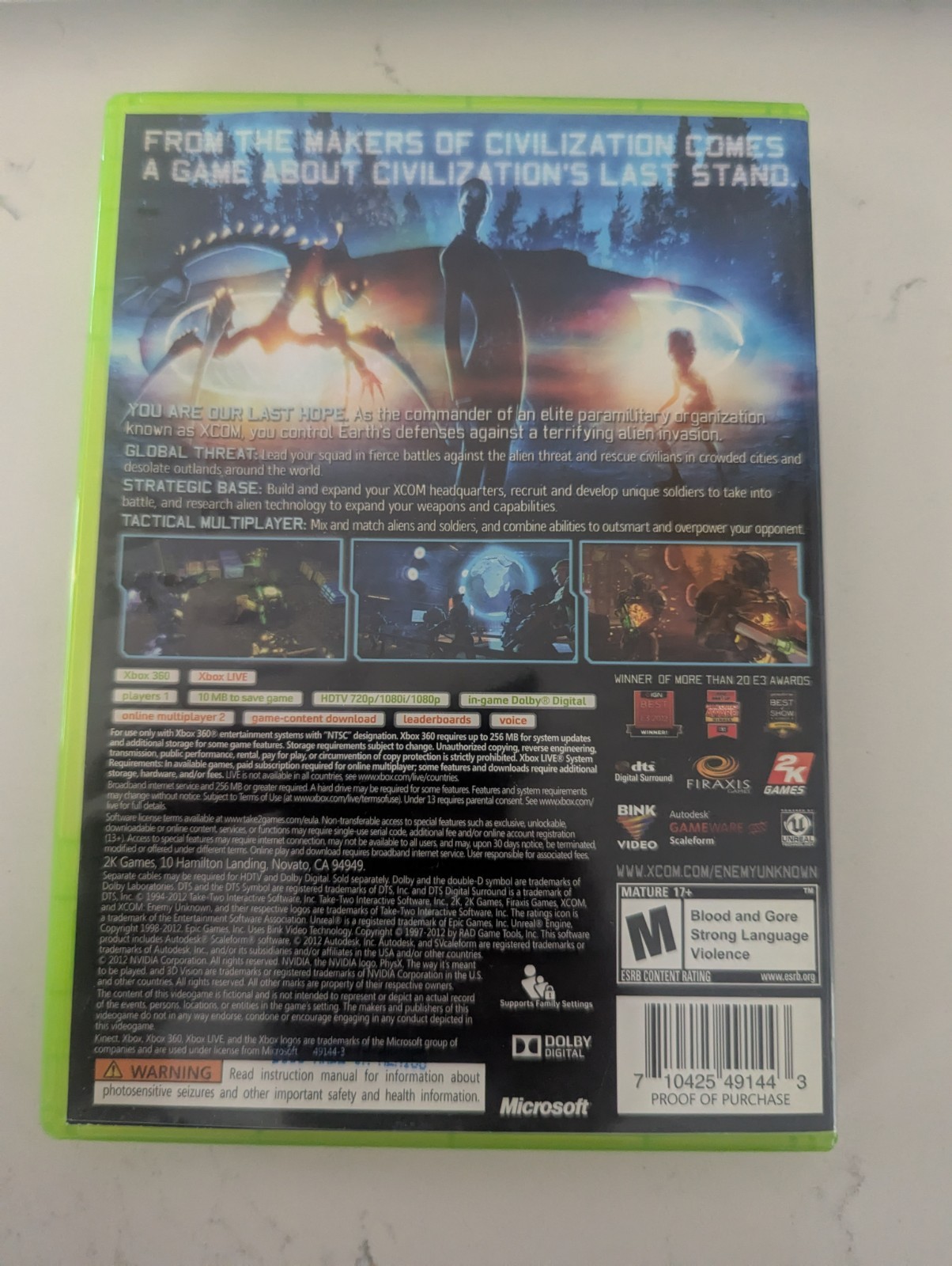 XCom Enemy Unknown (Microsoft 360, 360, 2012) CIB