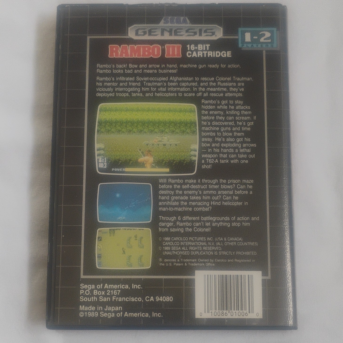 Sega Rambo III Sega Genesis 1989 NTSC-U/C Action & Adventure No Manual