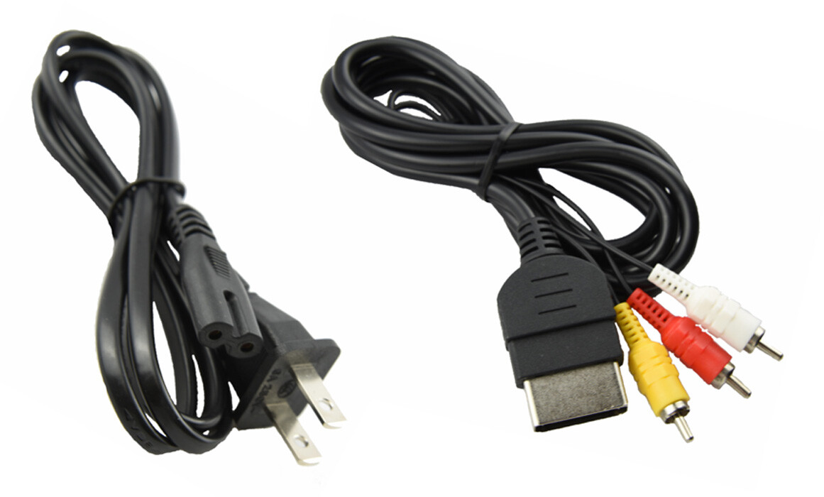 Audio AV RCA+AC Cable Power Supply Adapter Cord For Original XBox Console Game