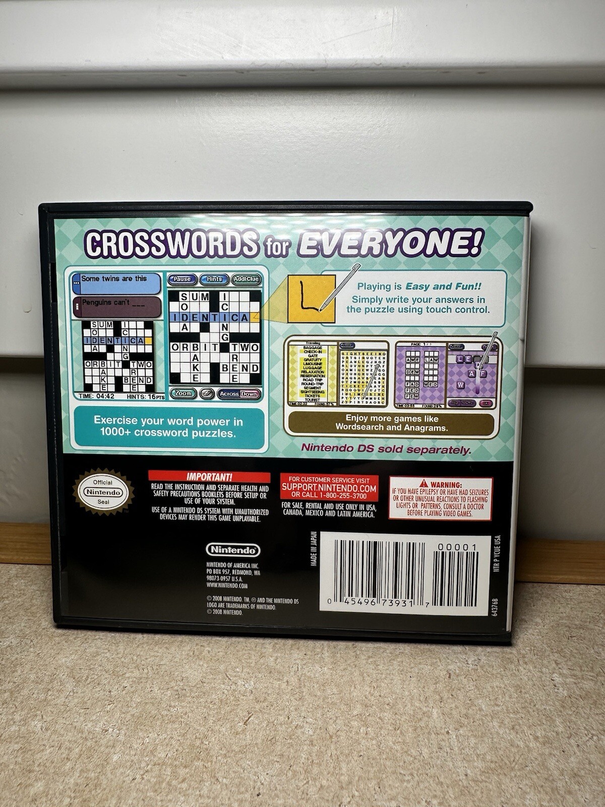 Crosswords – Nintendo DS Complete in Original Case and Manual Book Excellent