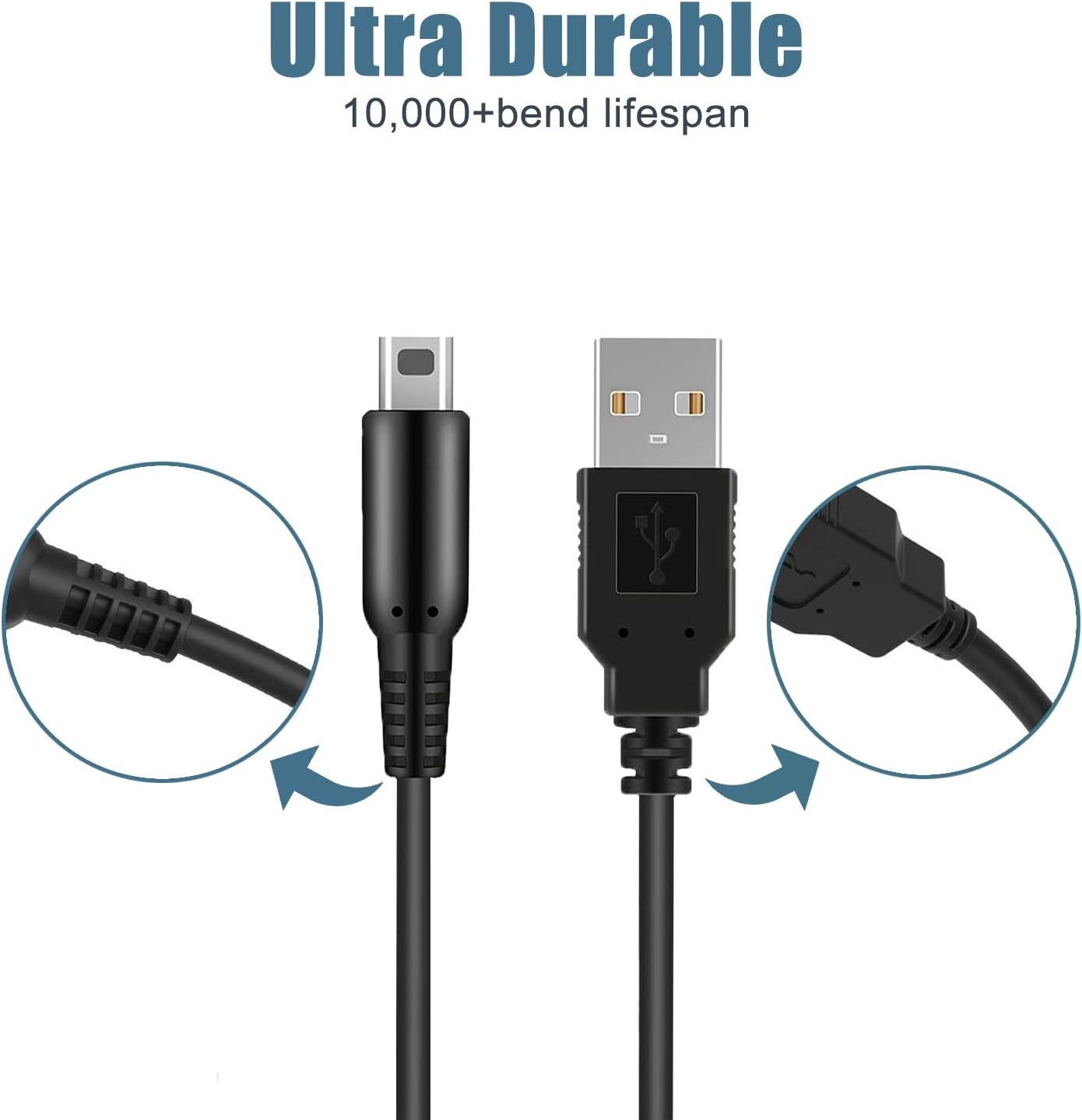 3DS USB Charger Cable, Power Charging Lead for Nintendo New 3DS Xl/New 3DS/ 3DS